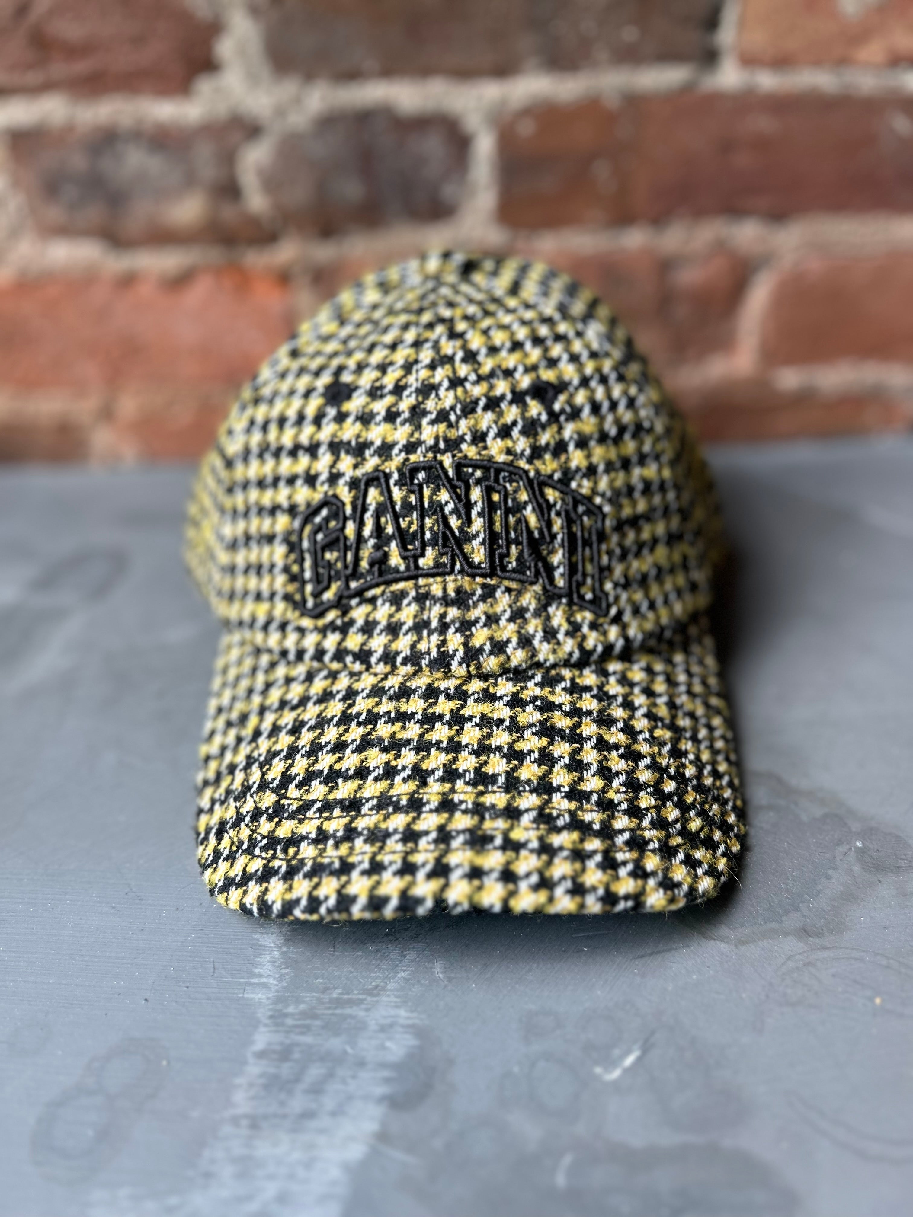Ganni Wool Check Cap - Blazing Yellow Accessories - Sloane Boutique