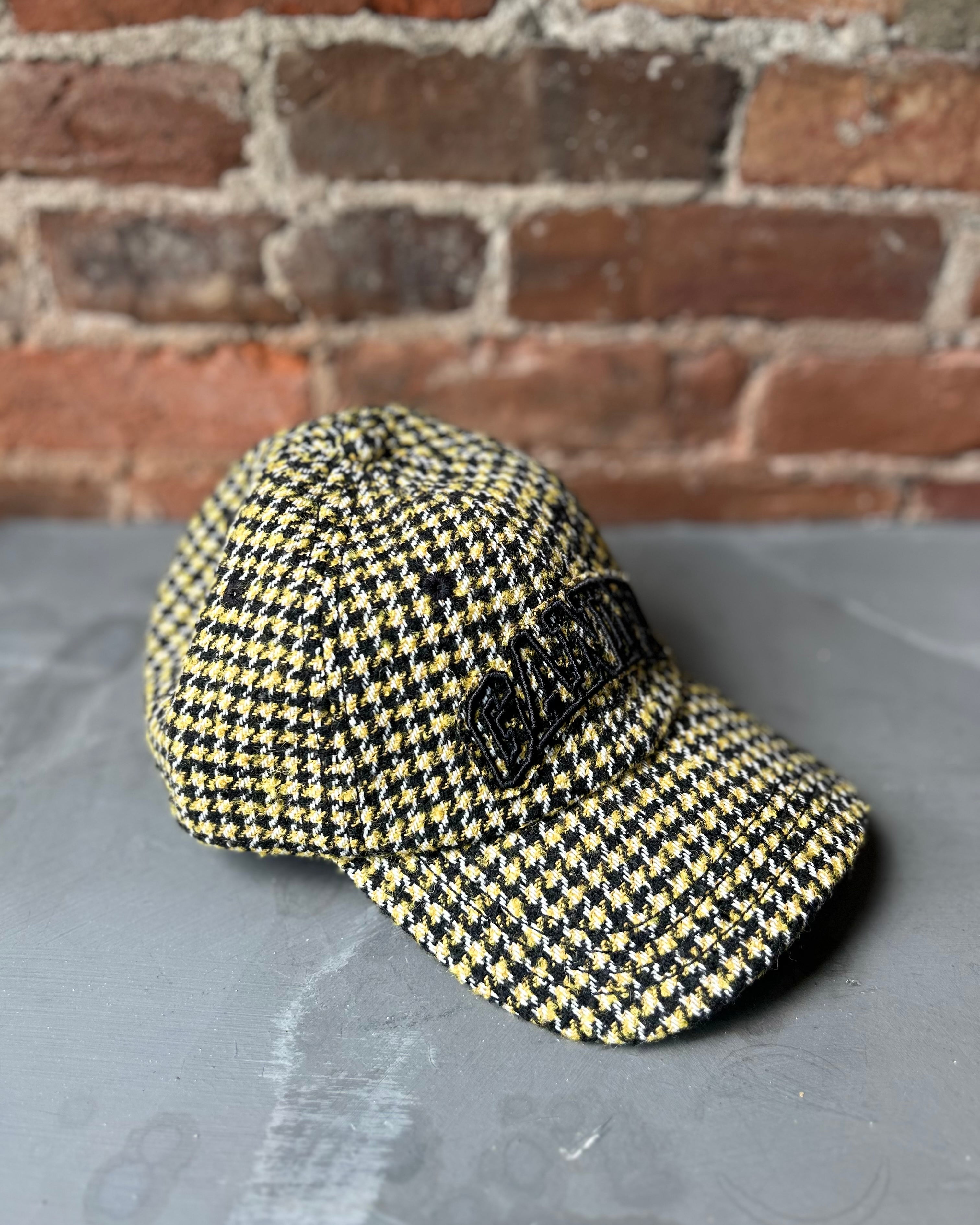 Ganni Wool Check Cap - Blazing Yellow Accessories - Sloane Boutique