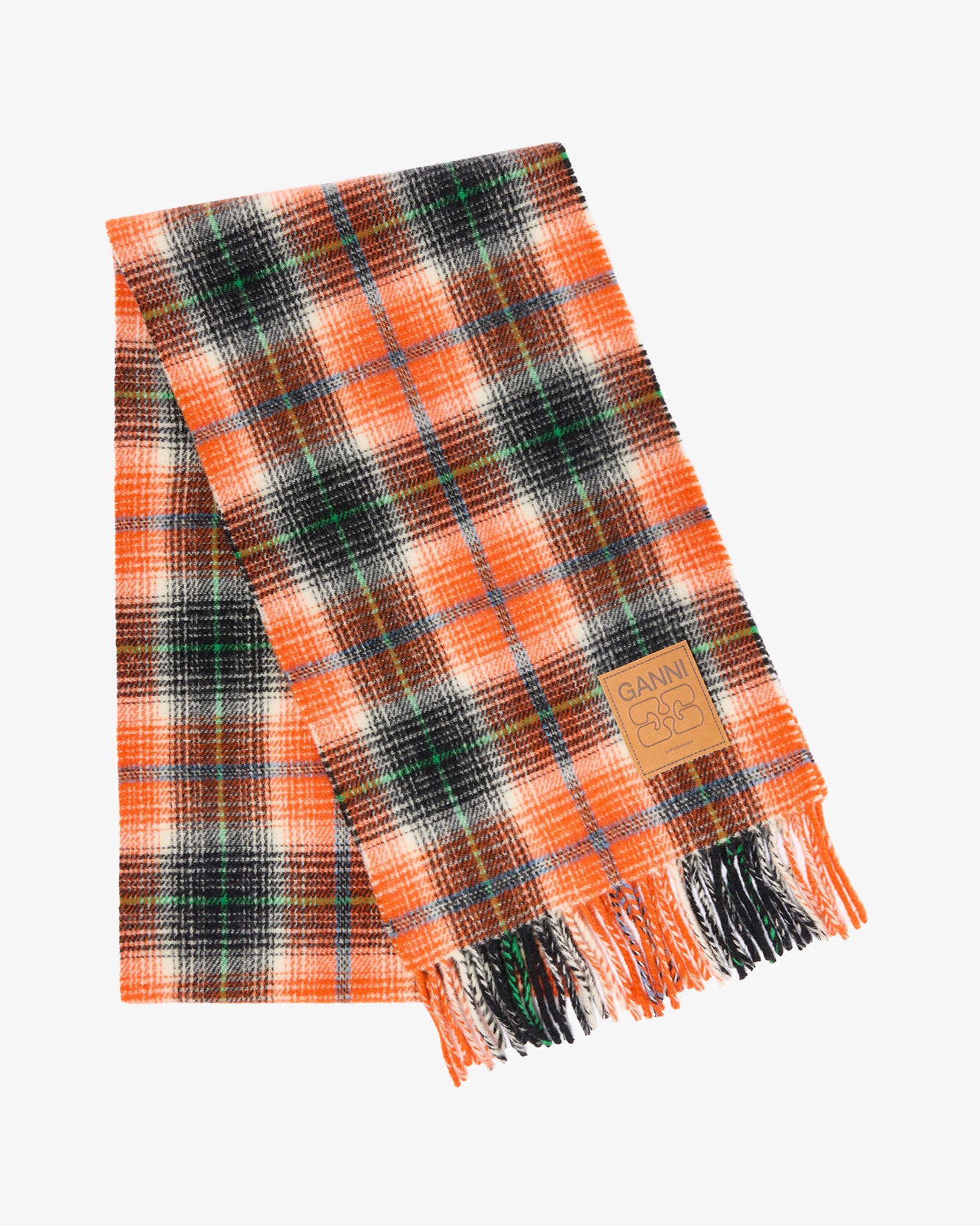Ganni Wool Scarf Checks - Russet Orange Accessories - Sloane Boutique