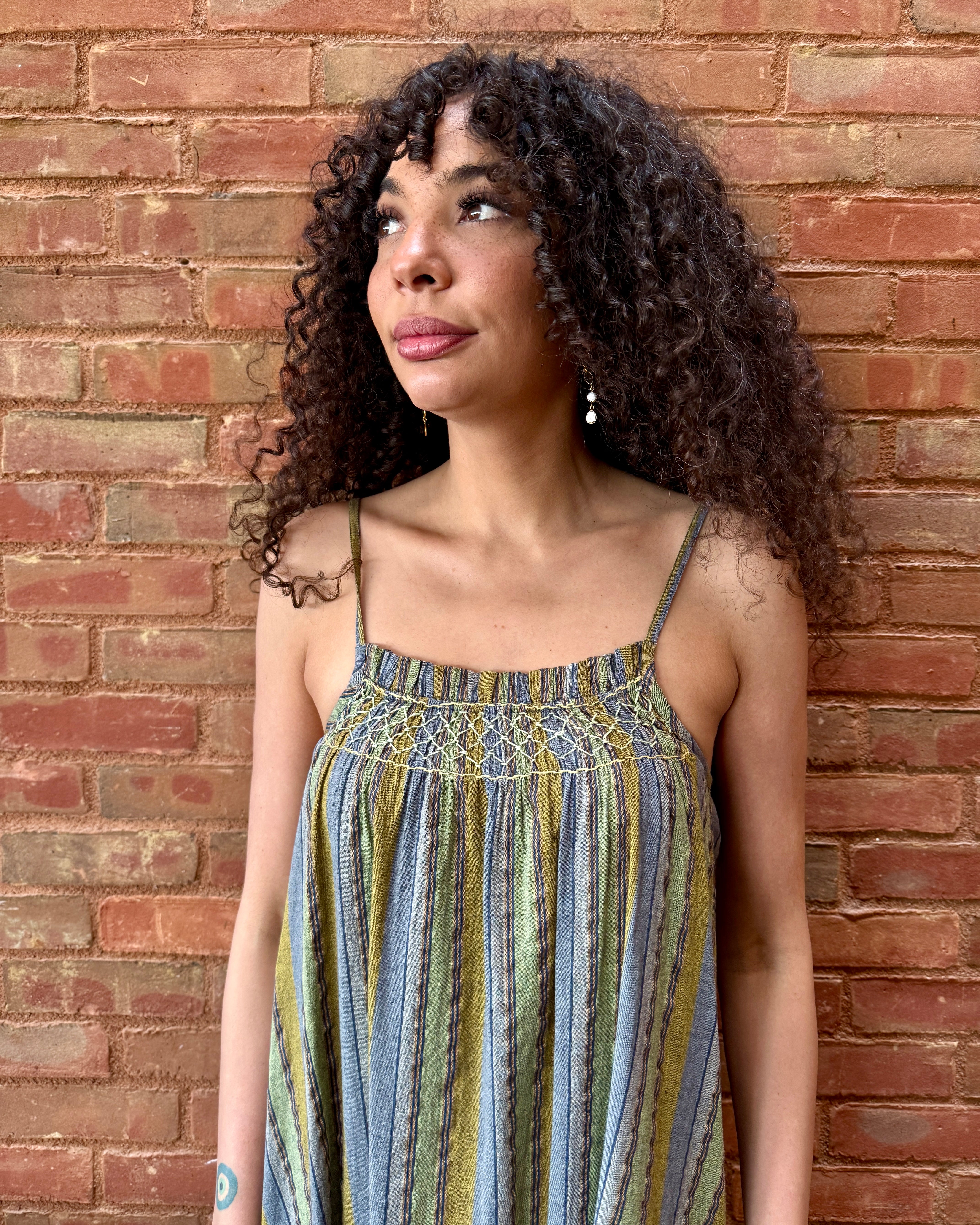 HOD Paris Lexima Dress - Green Stripe Dresses - Sloane Boutique