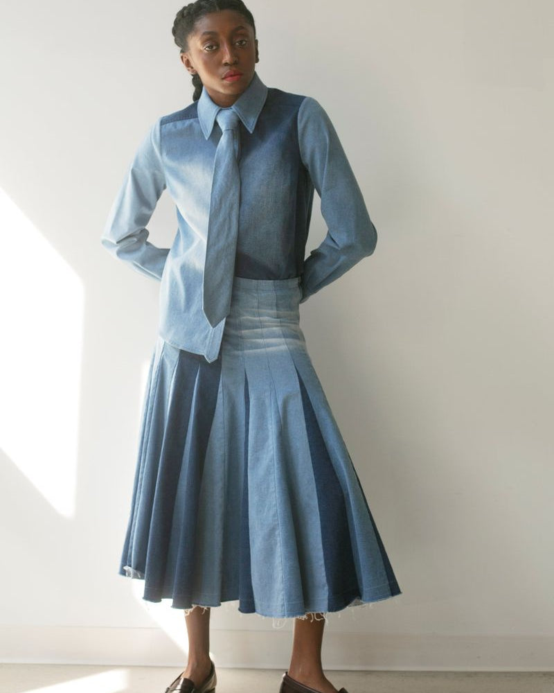 Hope For Flowers Godet Skirt - Tri-Color Denim Women's Bottoms - Sloane Boutique