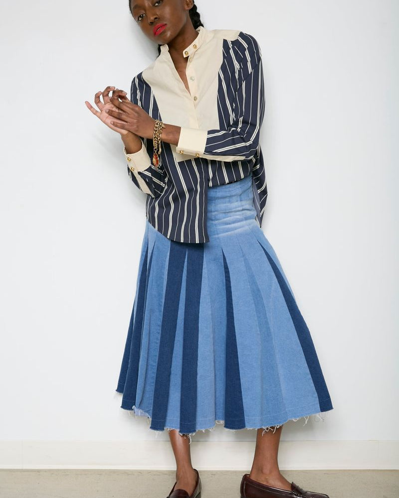 Hope For Flowers Godet Skirt - Tri-Color Denim Women's Bottoms - Sloane Boutique