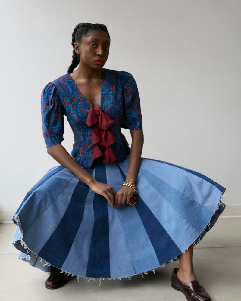Hope For Flowers Godet Skirt - Tri-Color Denim Women's Bottoms - Sloane Boutique