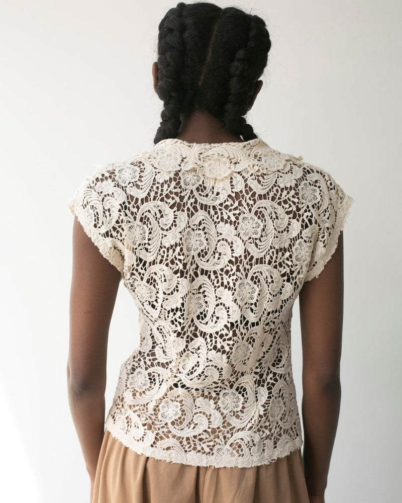 Hope For Flowers Lace Button Up - Vanilla Women's Tops - Sloane Boutique