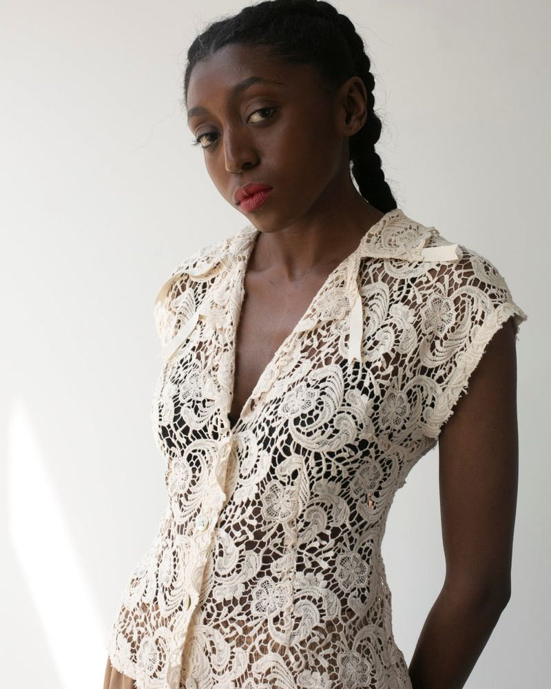 Hope For Flowers Lace Button Up - Vanilla Women's Tops - Sloane Boutique