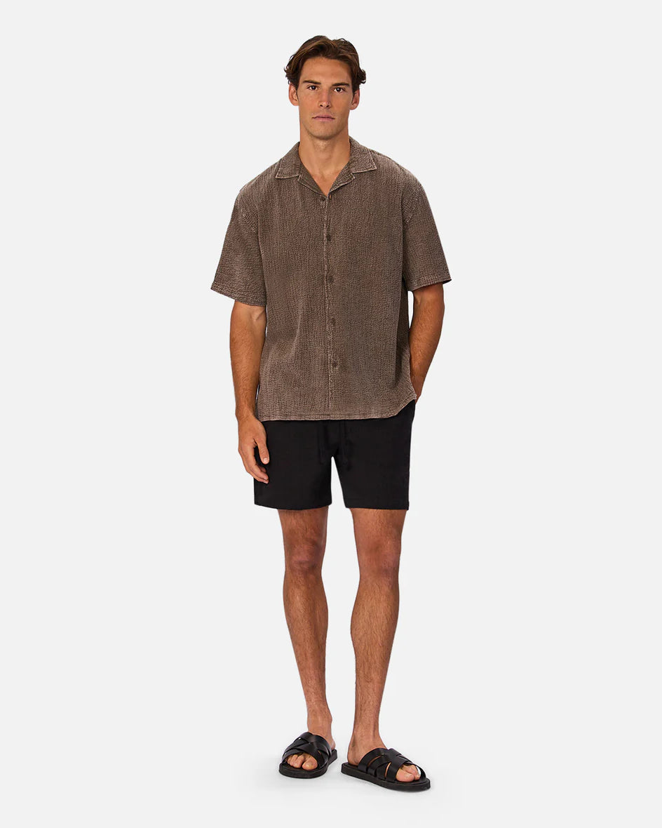 INDUSTRIE Canyon Short Sleeve Shirt - Bark Men's Tops - Sloane Boutique