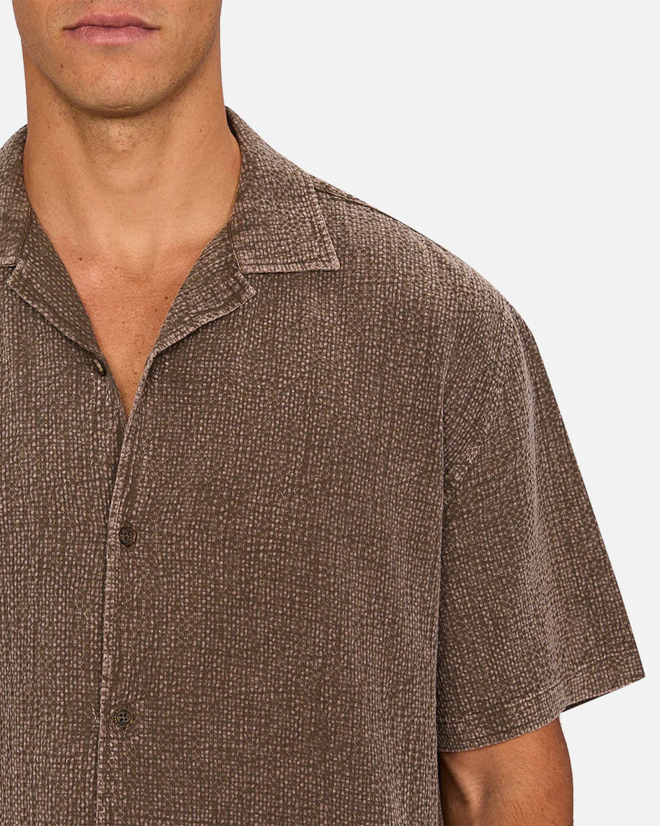 INDUSTRIE Canyon Short Sleeve Shirt - Bark Men's Tops - Sloane Boutique