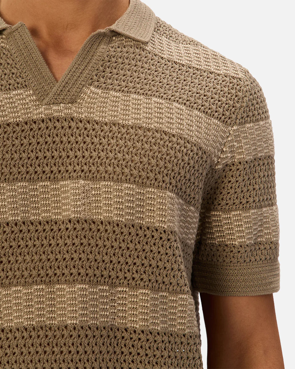 INDUSTRIE Menorca Polo - Olive / Stone Men's Tops - Sloane Boutique
