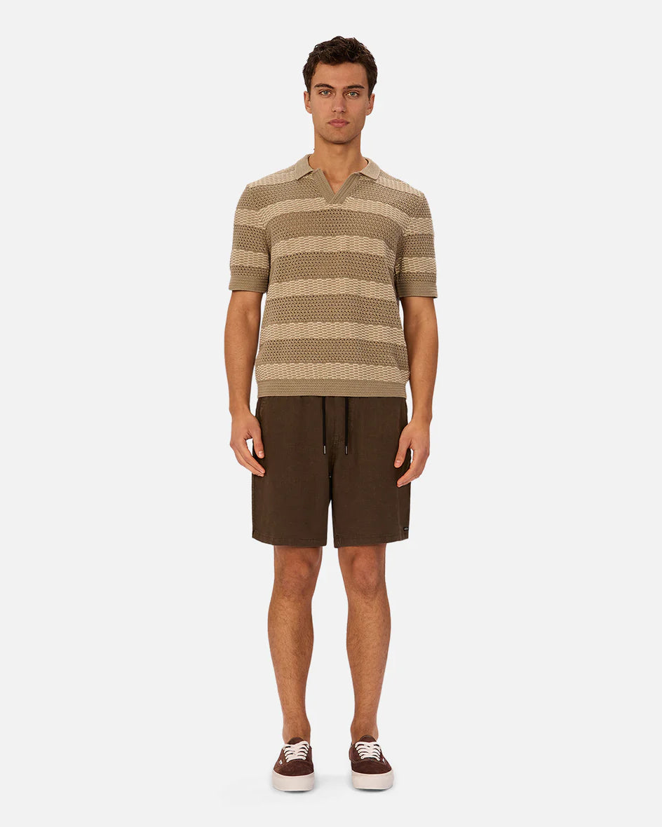 INDUSTRIE Menorca Polo - Olive / Stone Men's Tops - Sloane Boutique