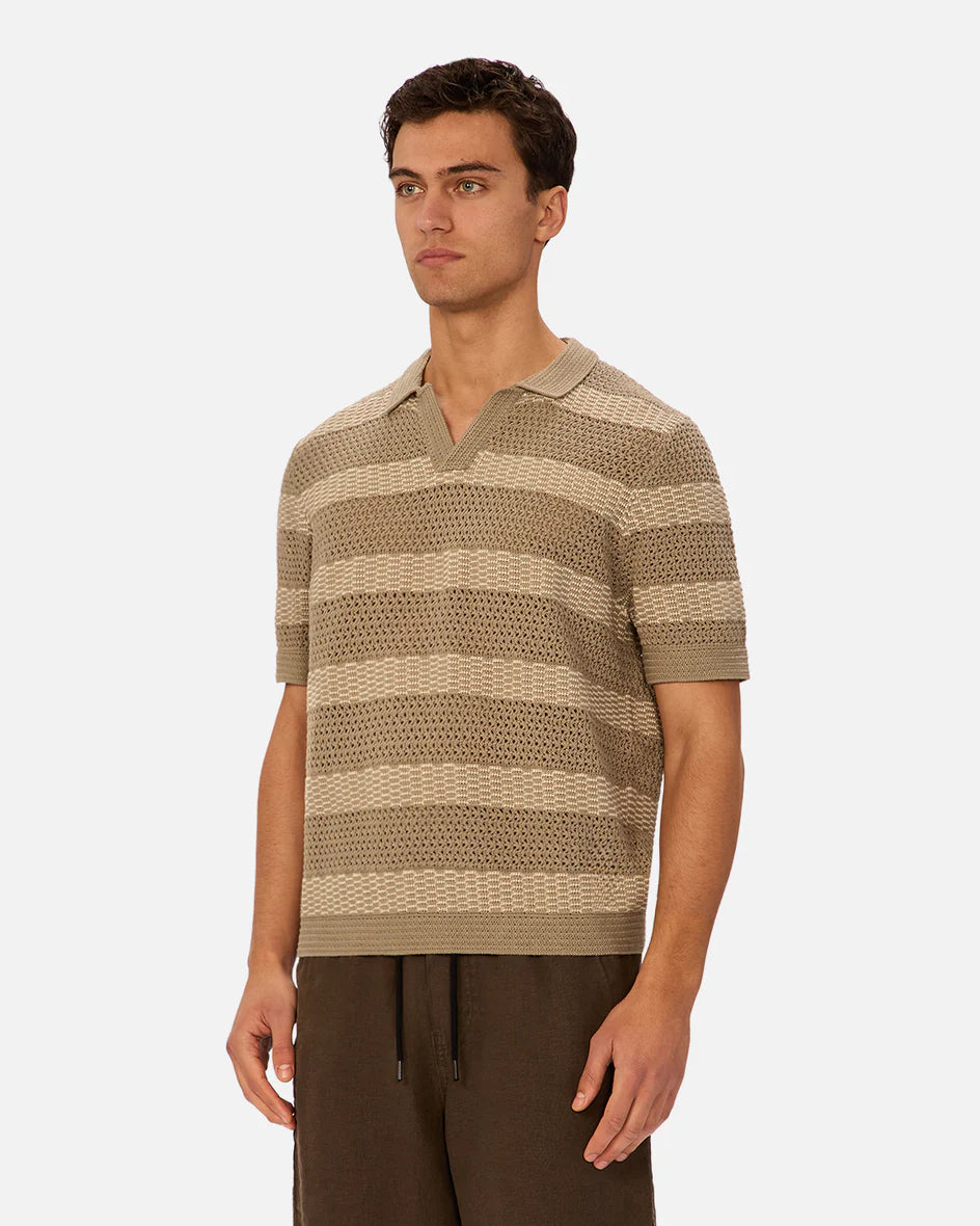 INDUSTRIE Menorca Polo - Olive / Stone Men's Tops - Sloane Boutique