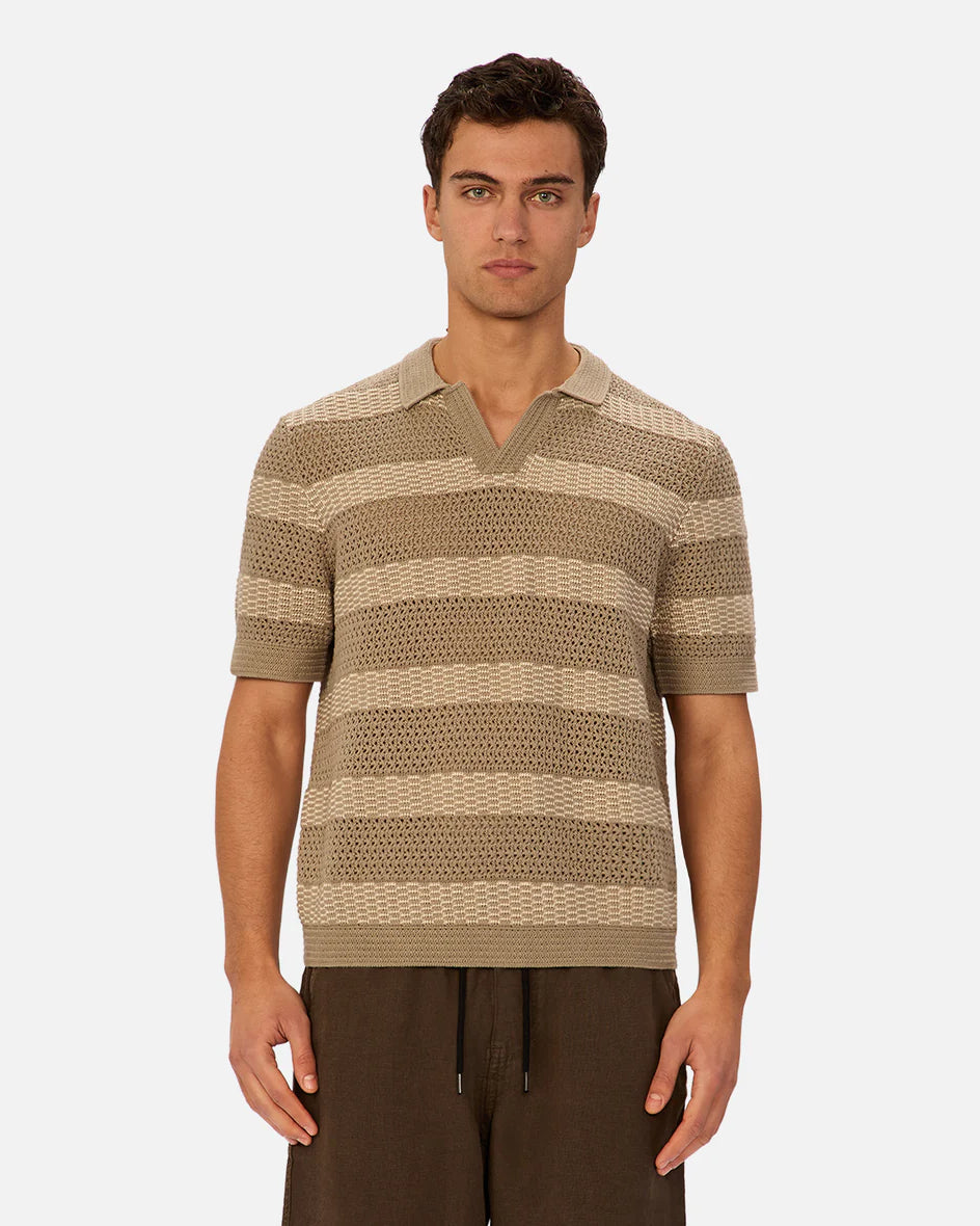 INDUSTRIE Menorca Polo - Olive / Stone Men's Tops - Sloane Boutique