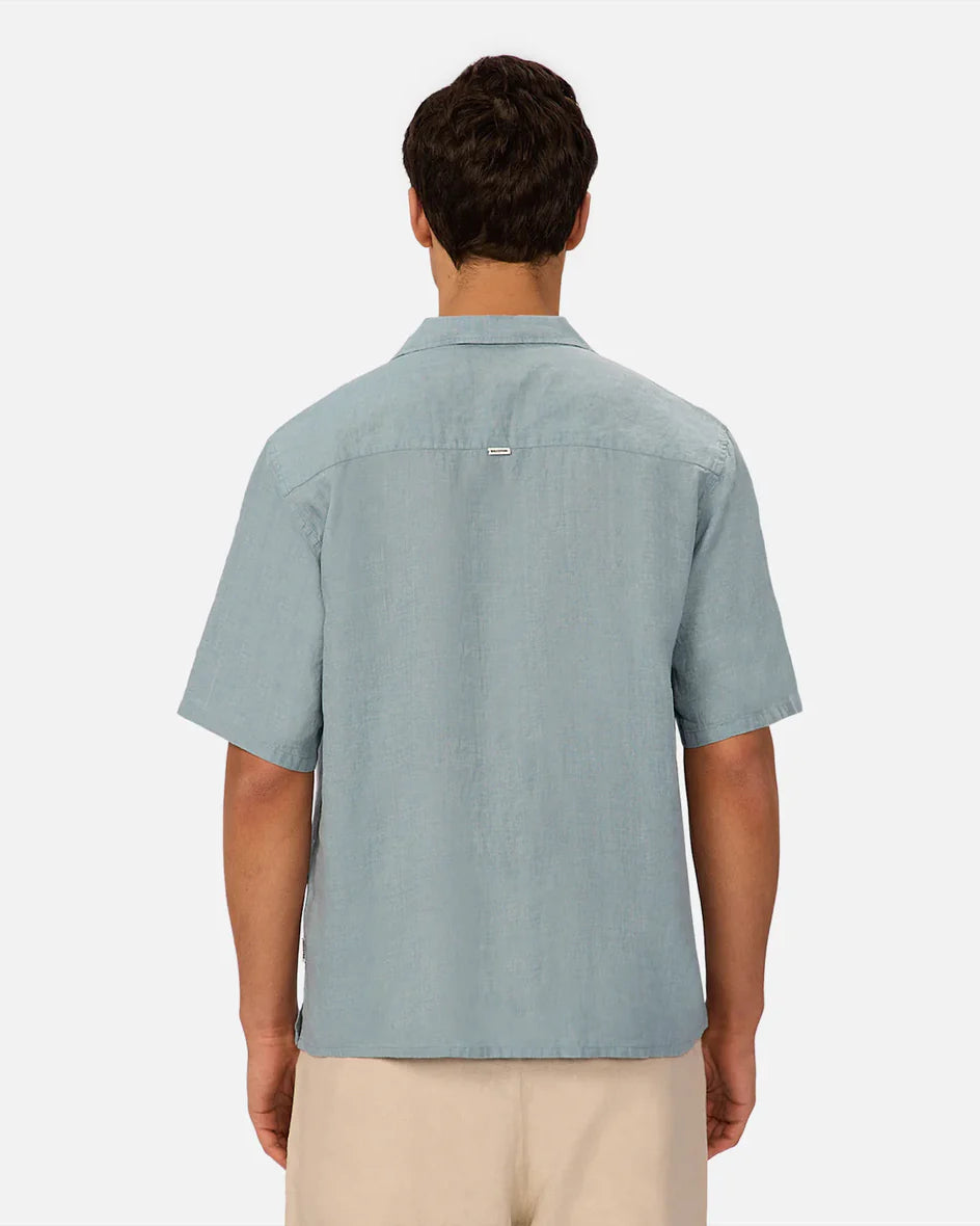 INDUSTRIE St. Martins Linen Short Sleeve Shirt - Marine Men's Tops - Sloane Boutique