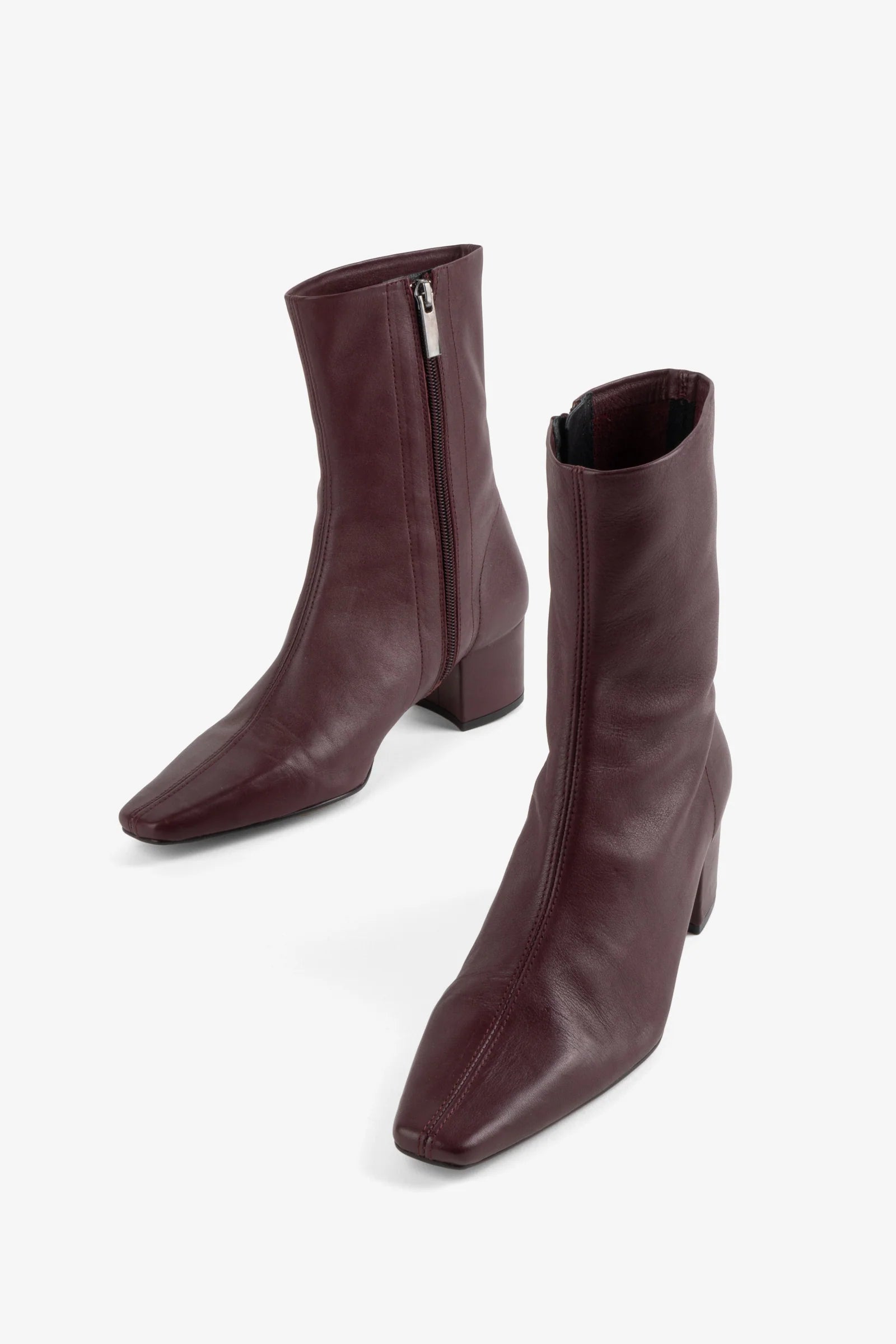 Intentionally Blank Leather Carlton Heeled Mid Boot - Maroon Women's Shoes - Sloane Boutique