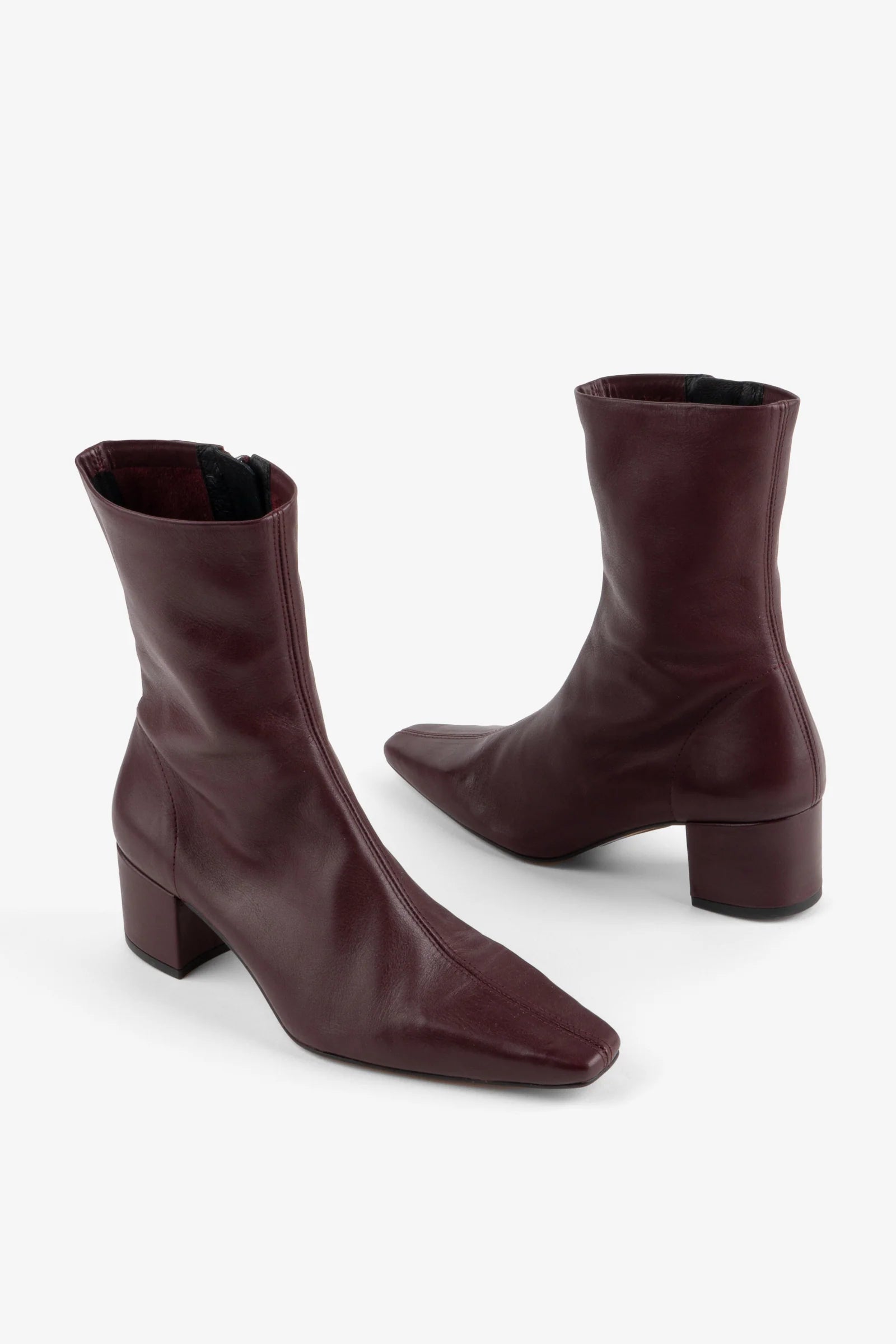 Intentionally Blank Leather Carlton Heeled Mid Boot - Maroon Women's Shoes - Sloane Boutique