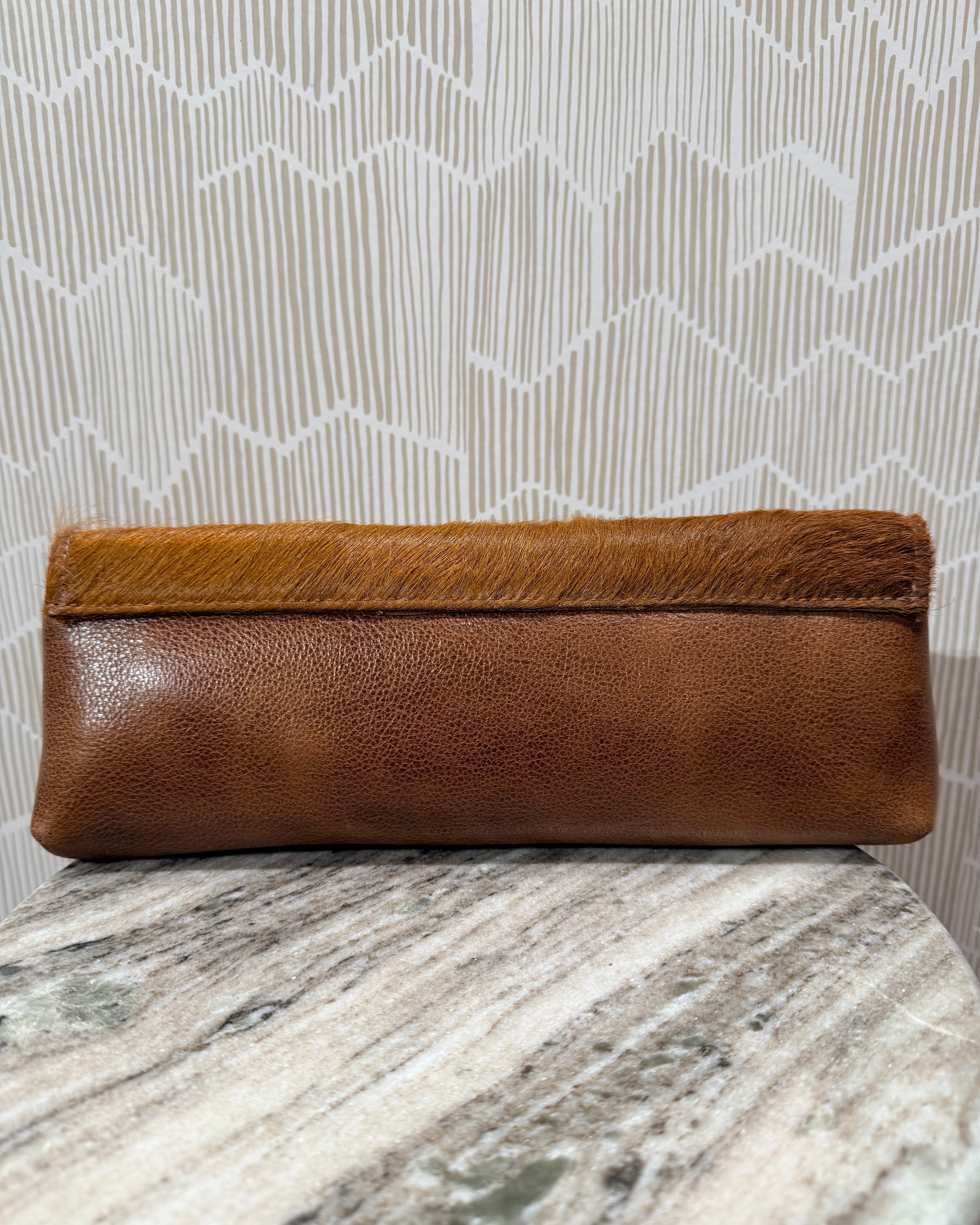 Kim White Baguette Clutch - Sable Fur Accessories - Sloane Boutique