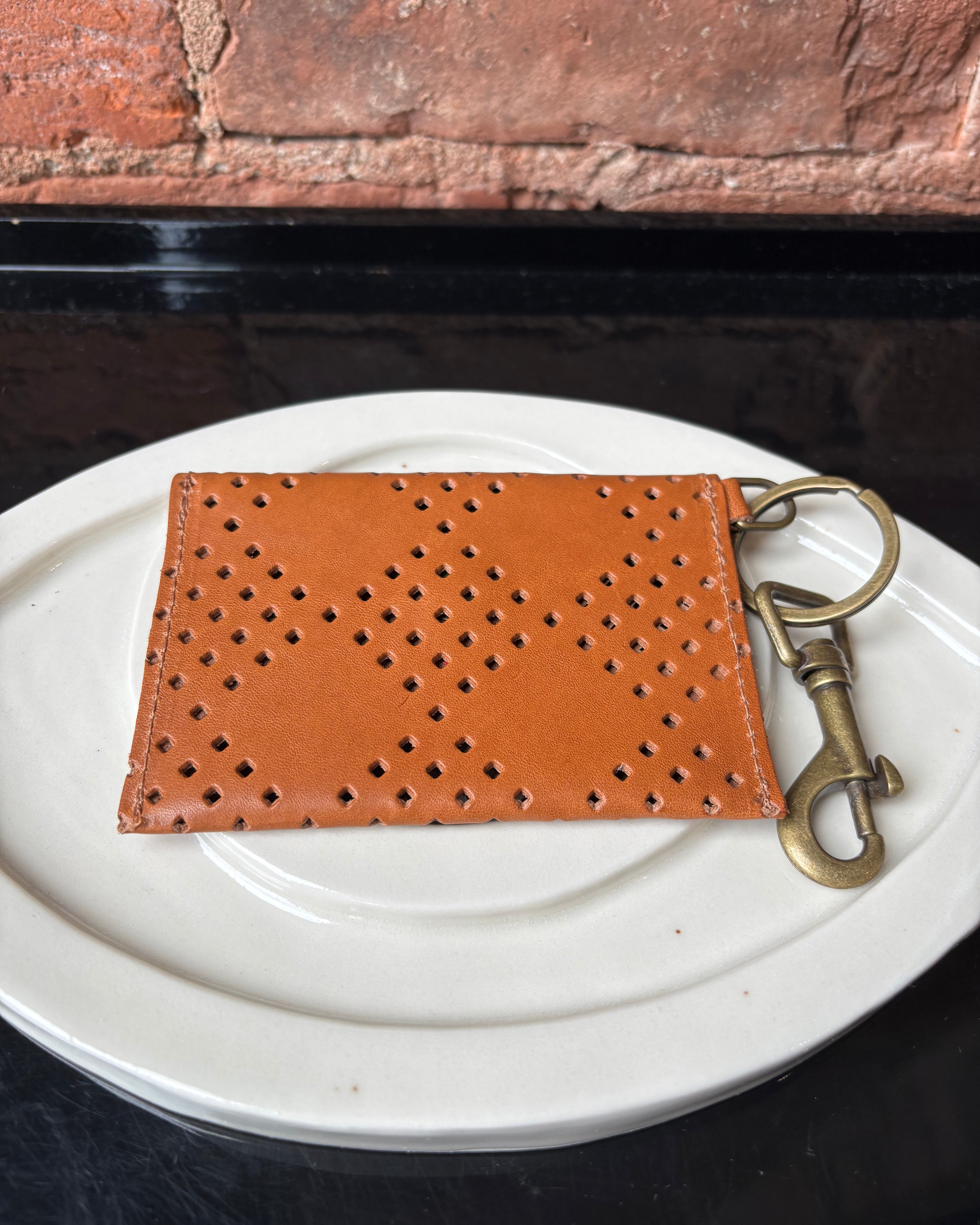 Kim White Coin Purse Key Chain - Brown Accessories - Sloane Boutique