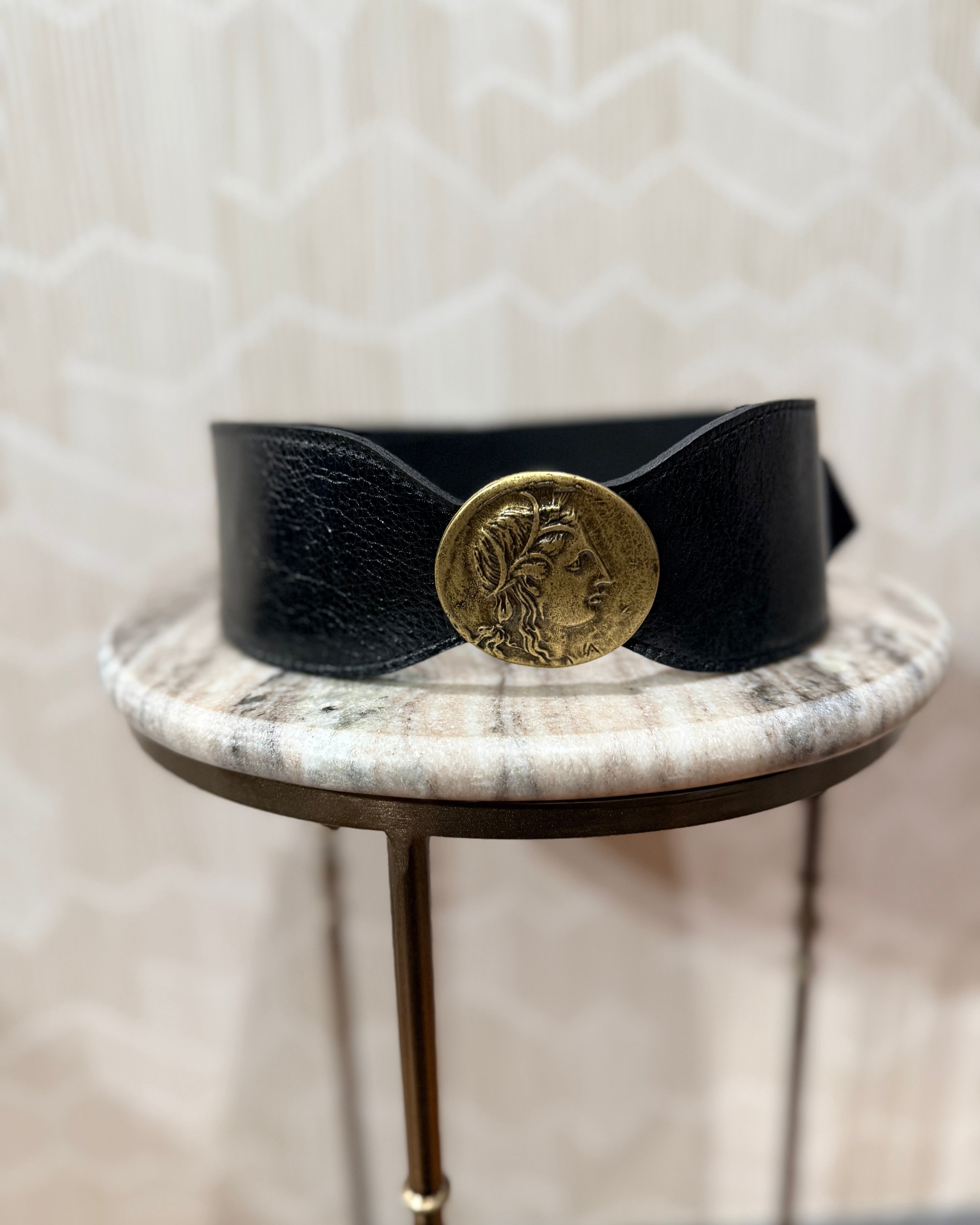 Kim White Coin Waist Belt - Black Accessories - Sloane Boutique