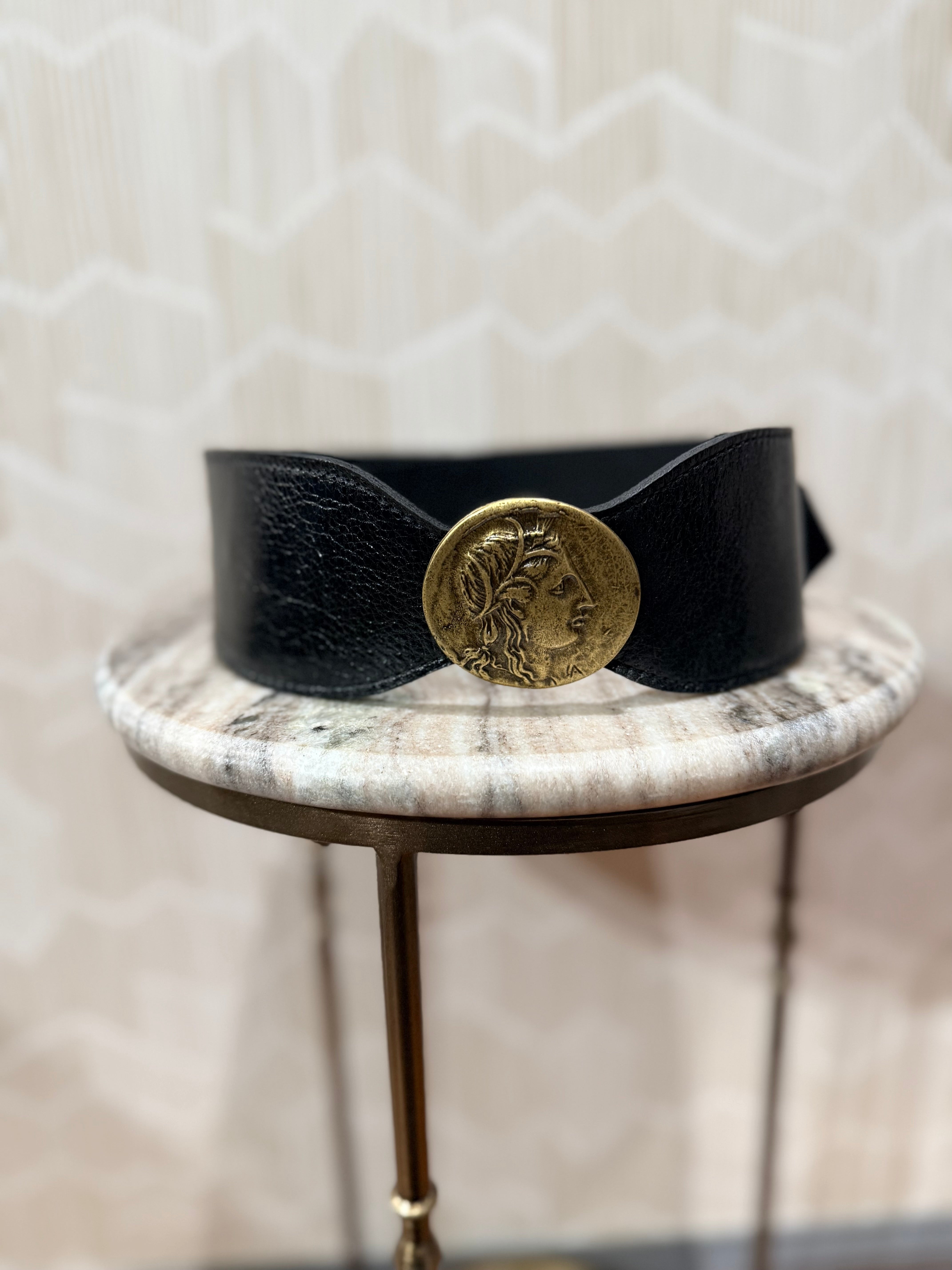 Kim White Coin Waist Belt - Black Accessories - Sloane Boutique