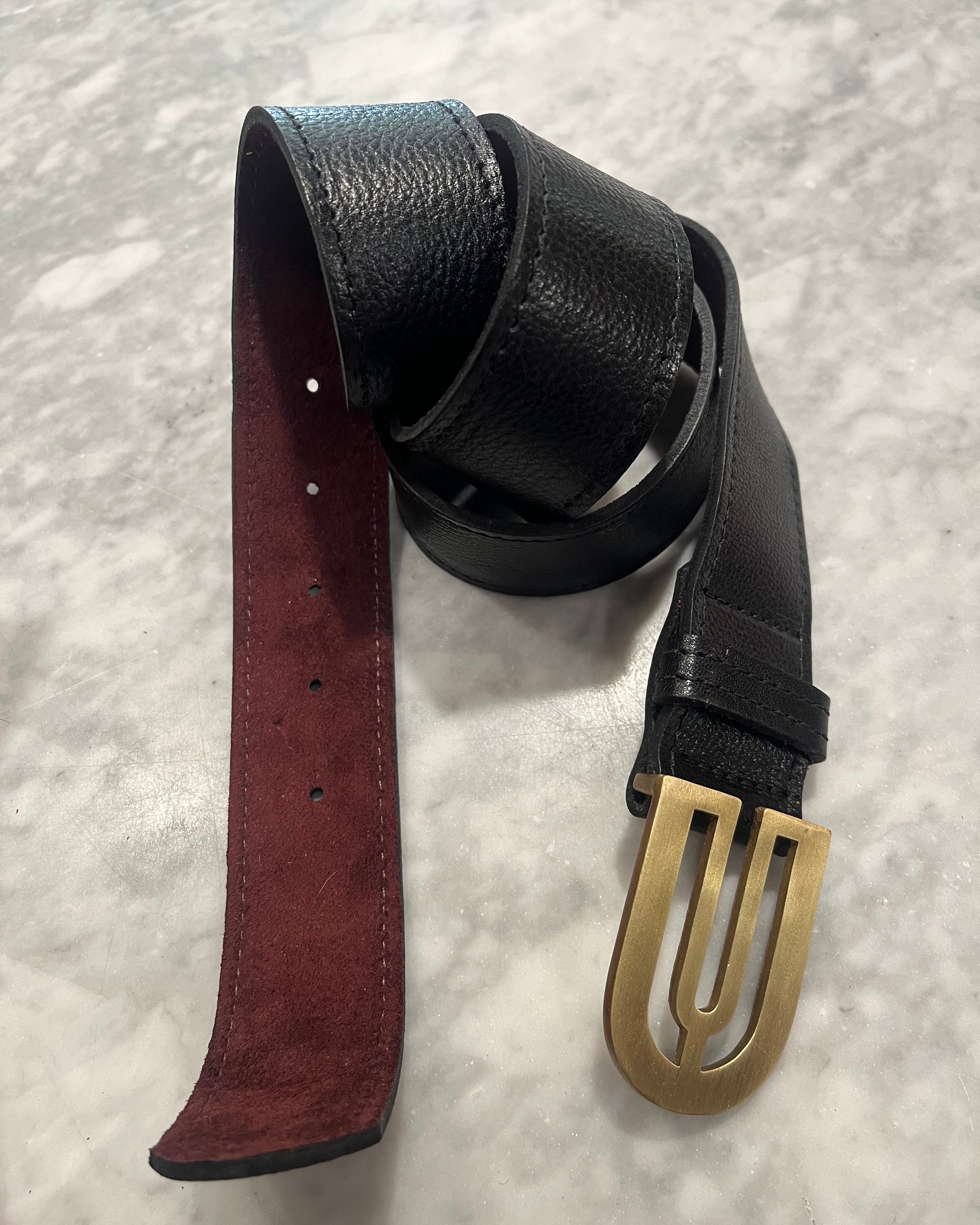 Kim White Curvilinear Belt - Black Pebbled Leather Accessories - Sloane Boutique