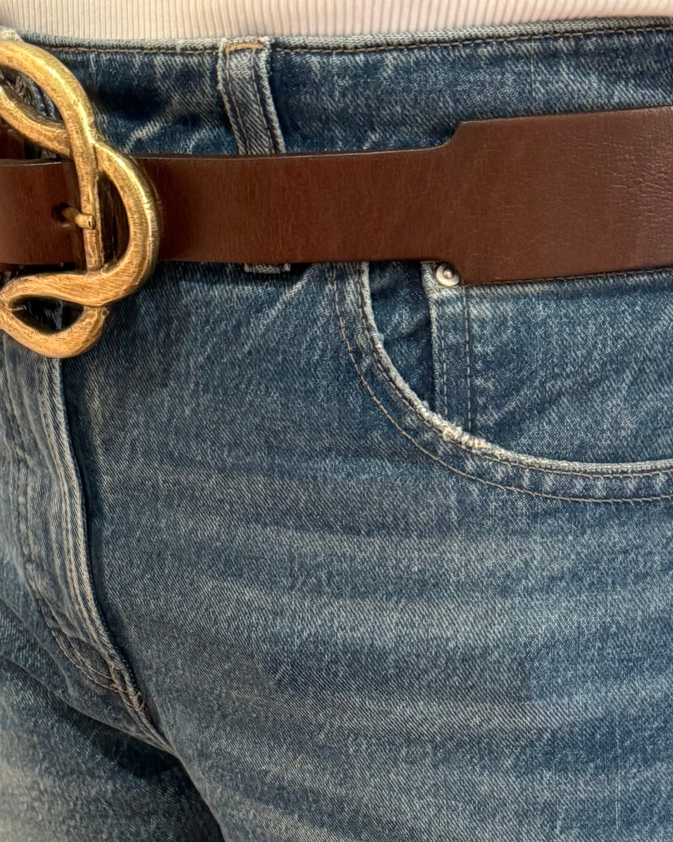 Kim White Entwined Belt-Dark Brown Accessories - Sloane Boutique