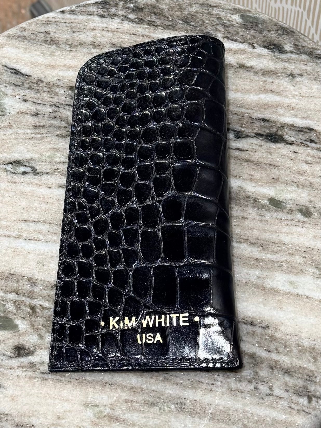 Kim White Eyeglasses Case - Black Croc Accessories - Sloane Boutique