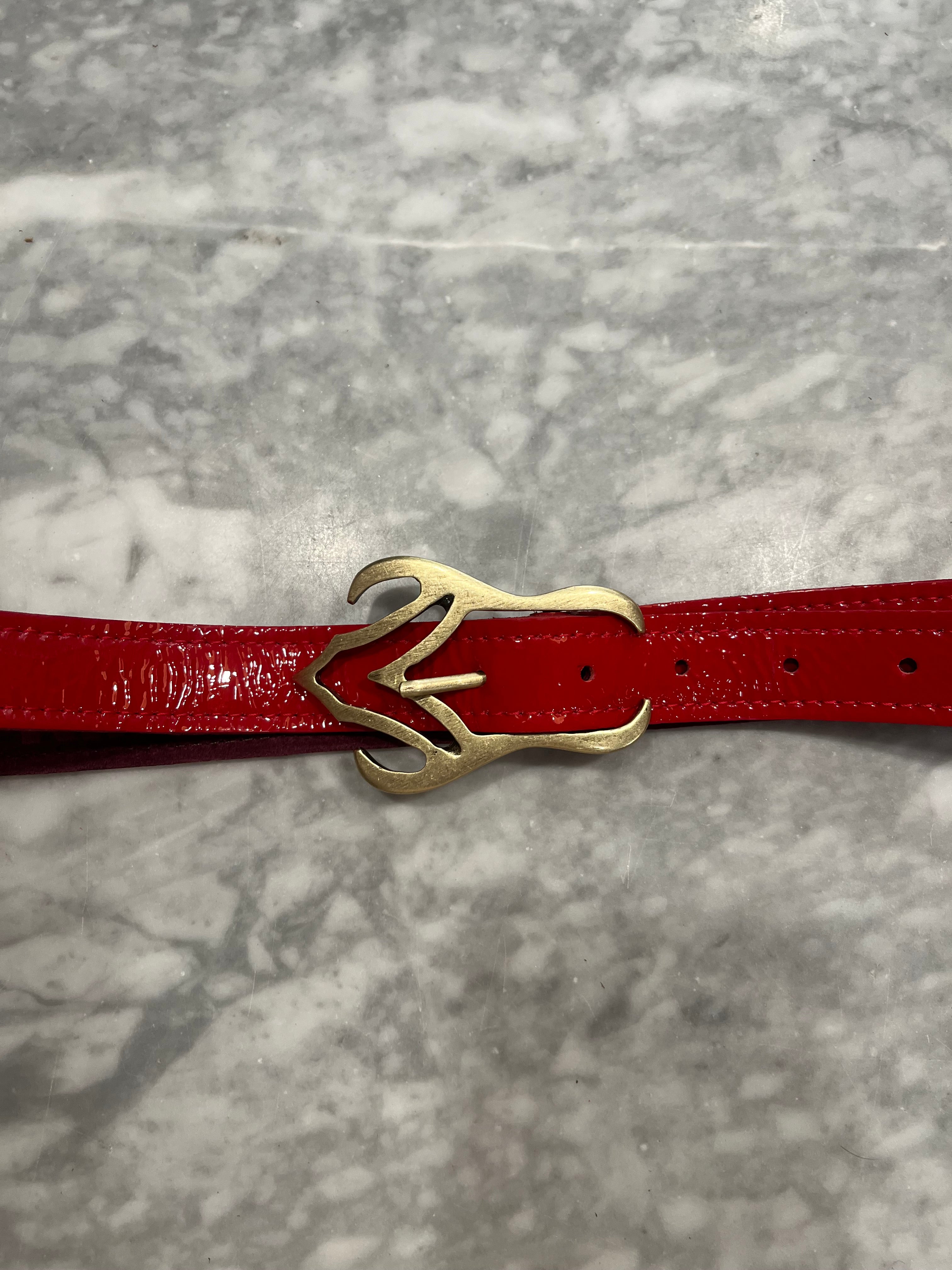 Kim White Flame Belt - Red Patent Accessories - Sloane Boutique