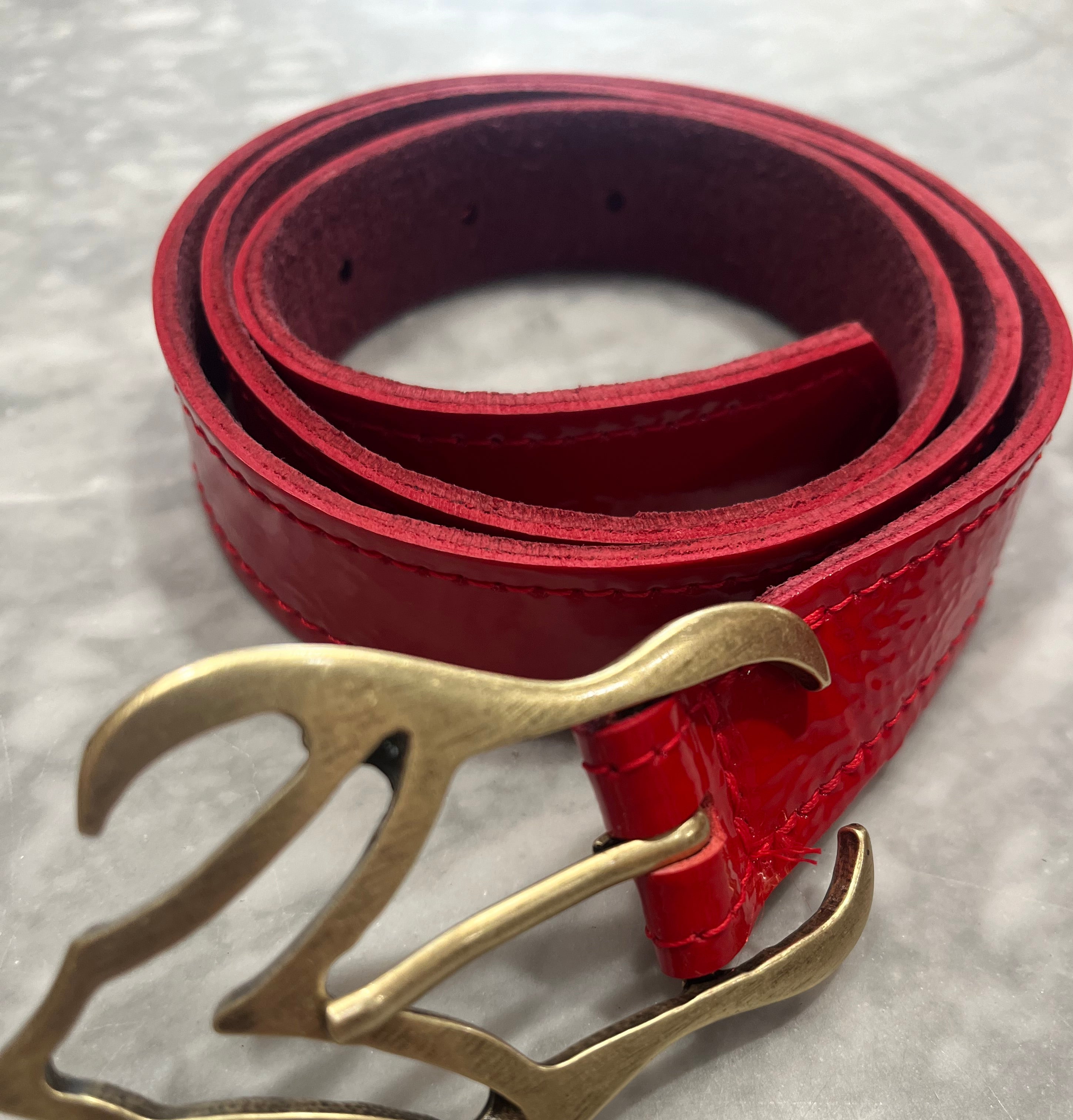 Kim White Flame Belt - Red Patent Accessories - Sloane Boutique