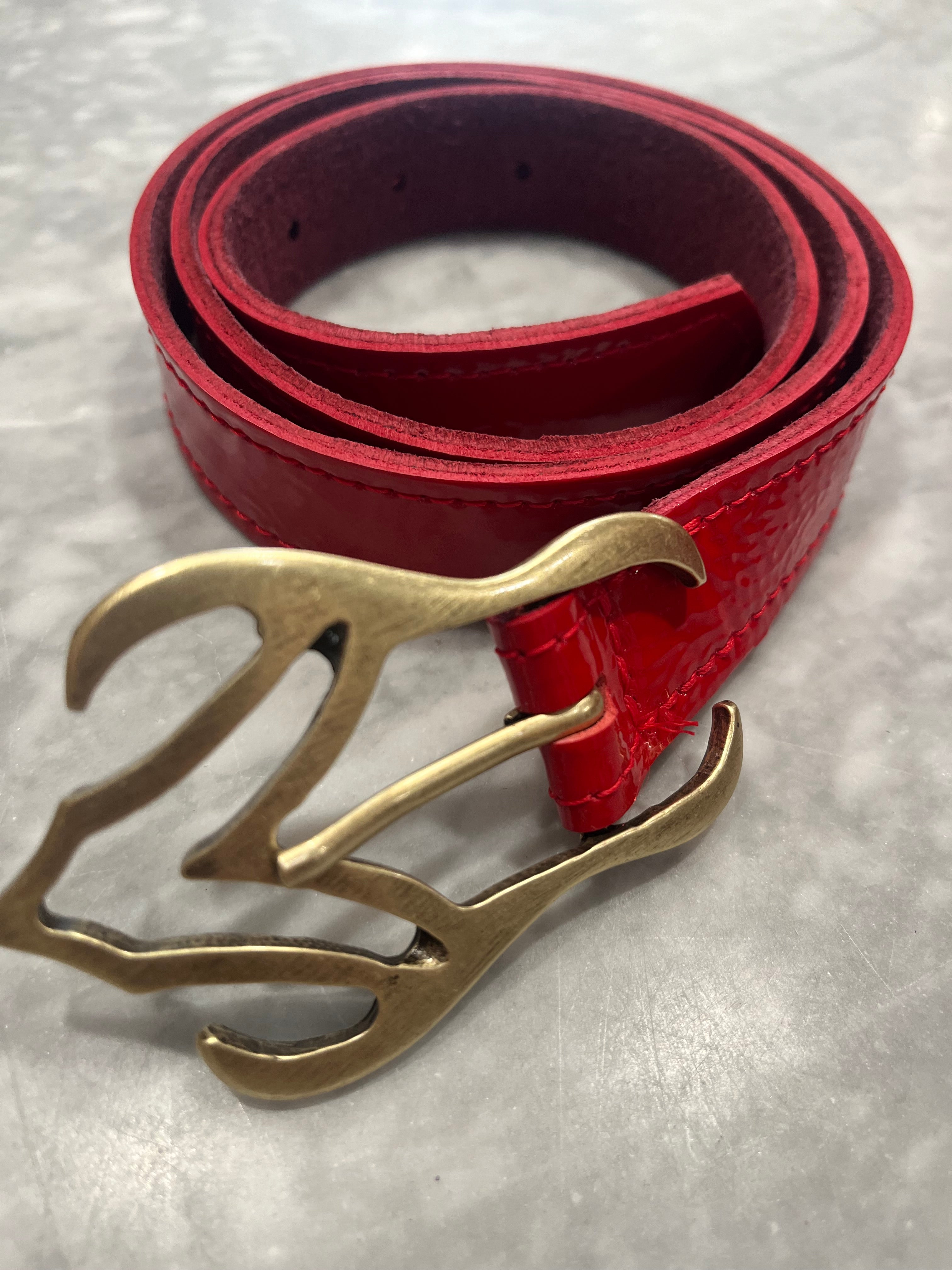 Kim White Flame Belt - Red Patent Accessories - Sloane Boutique
