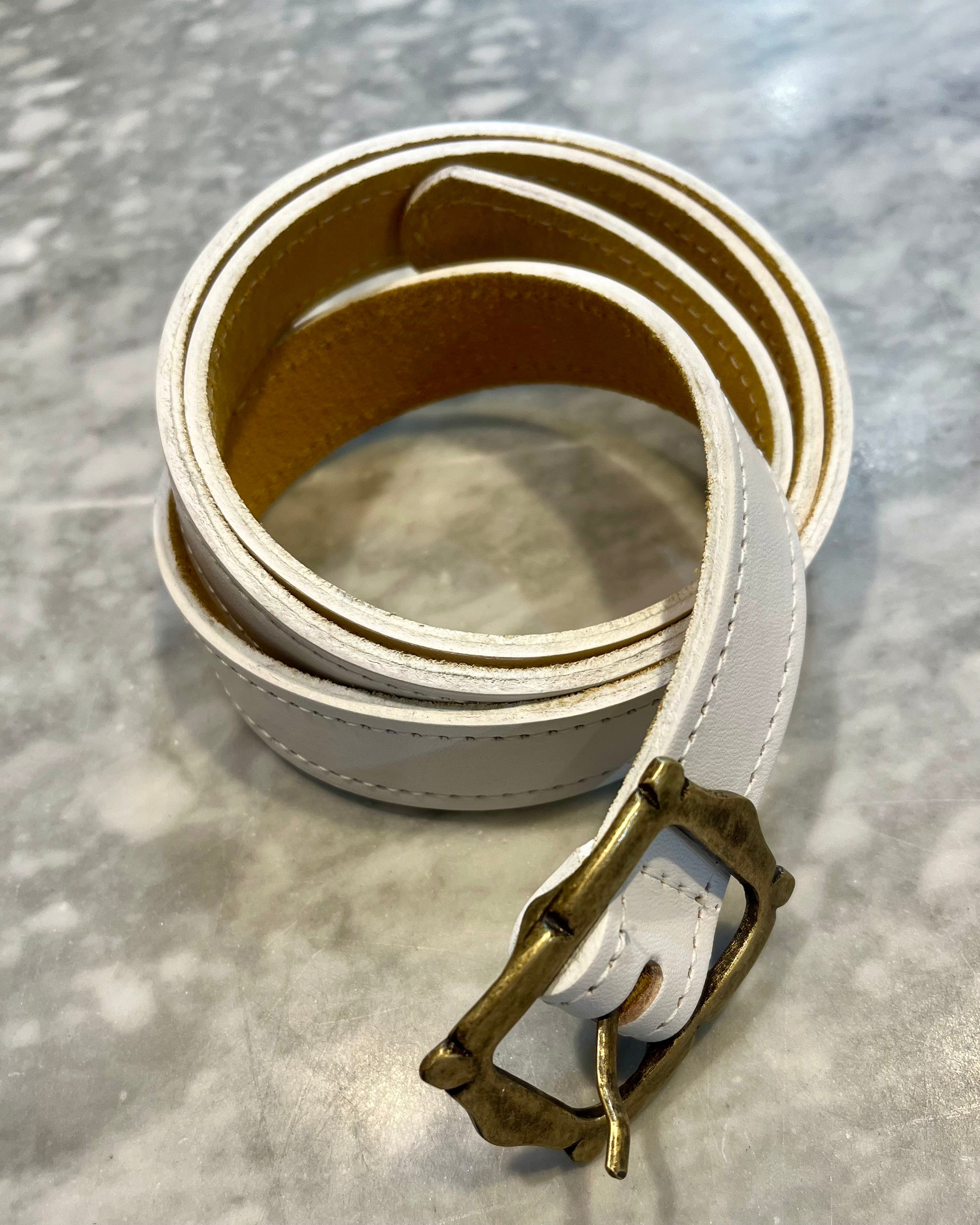 Kim White Mini Picture Frame Belt - White Accessories - Sloane Boutique