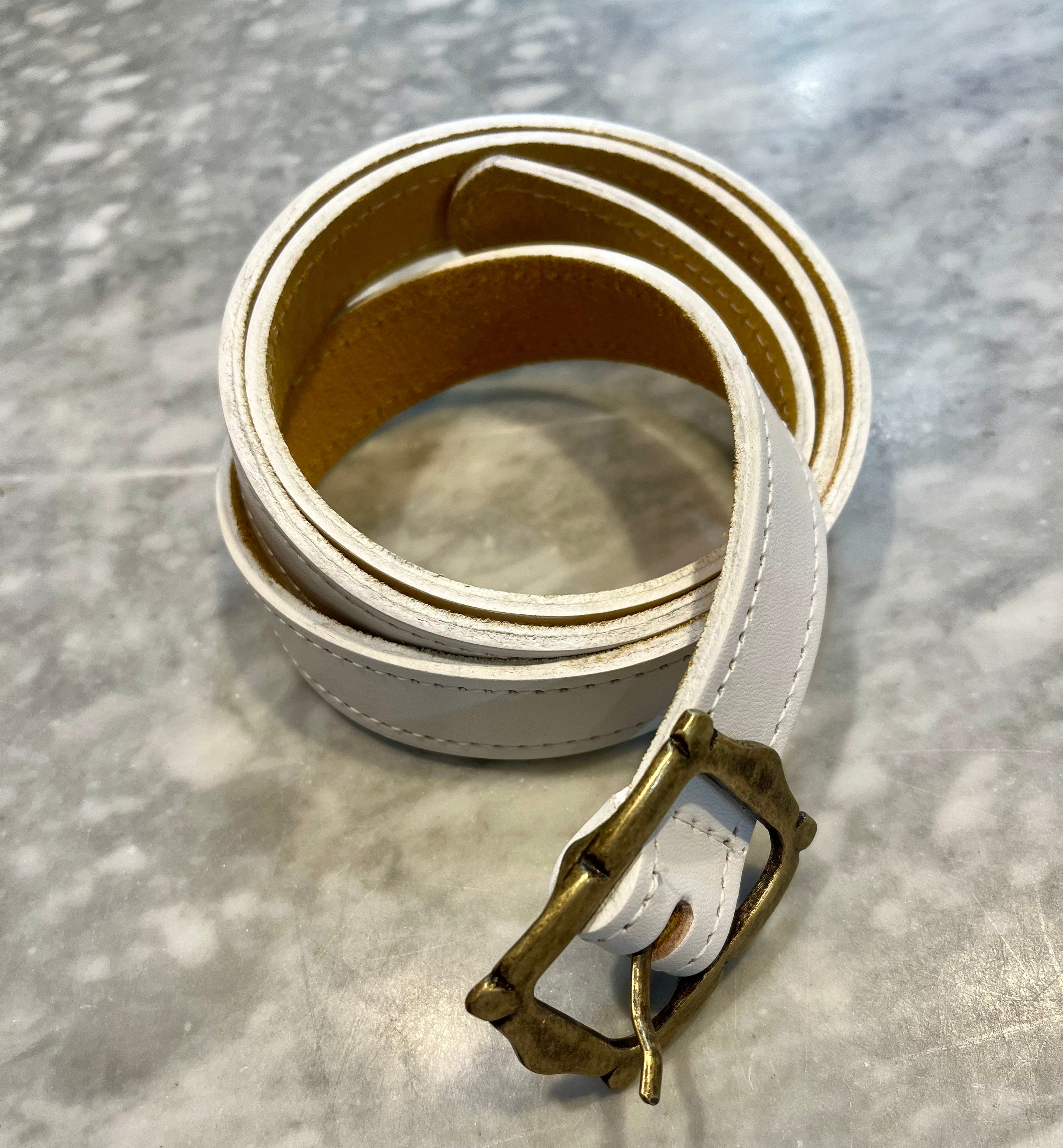 Kim White Mini Picture Frame Belt - White Accessories - Sloane Boutique