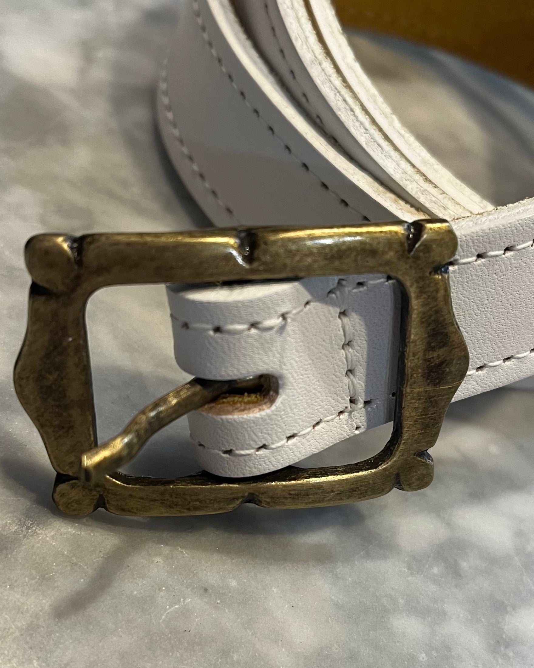 Kim White Mini Picture Frame Belt - White Accessories - Sloane Boutique