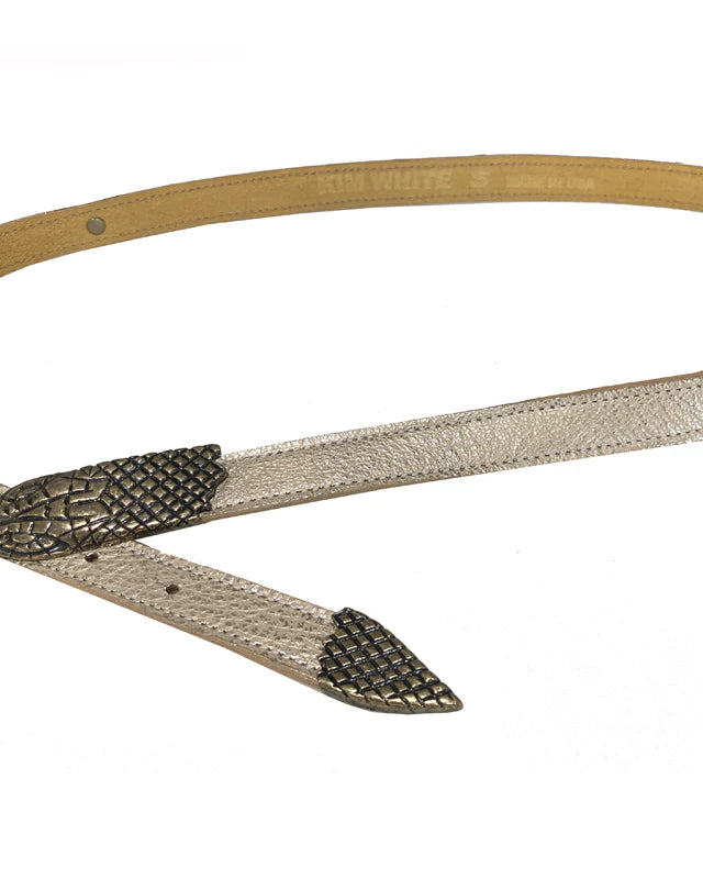 Kim White Snake Belt - Champagne Metallic Accessories - Sloane Boutique