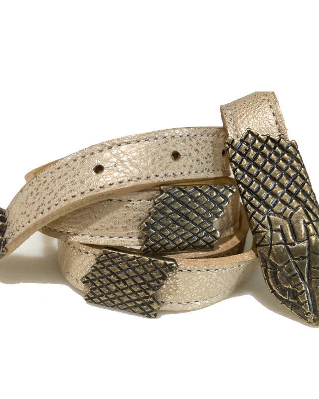 Kim White Snake Belt - Champagne Metallic Accessories - Sloane Boutique