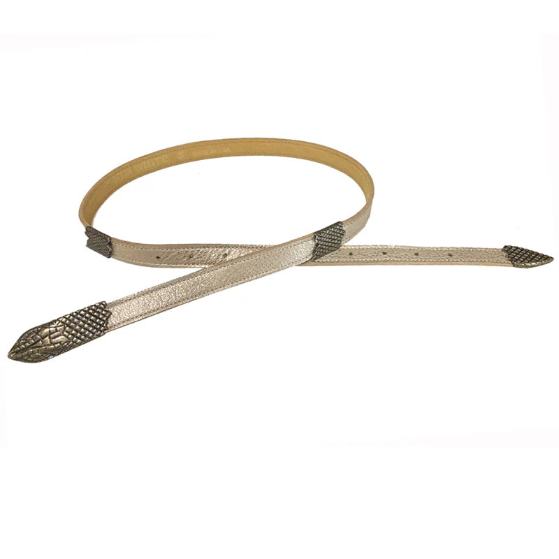 Kim White Snake Belt - Champagne Metallic Accessories - Sloane Boutique