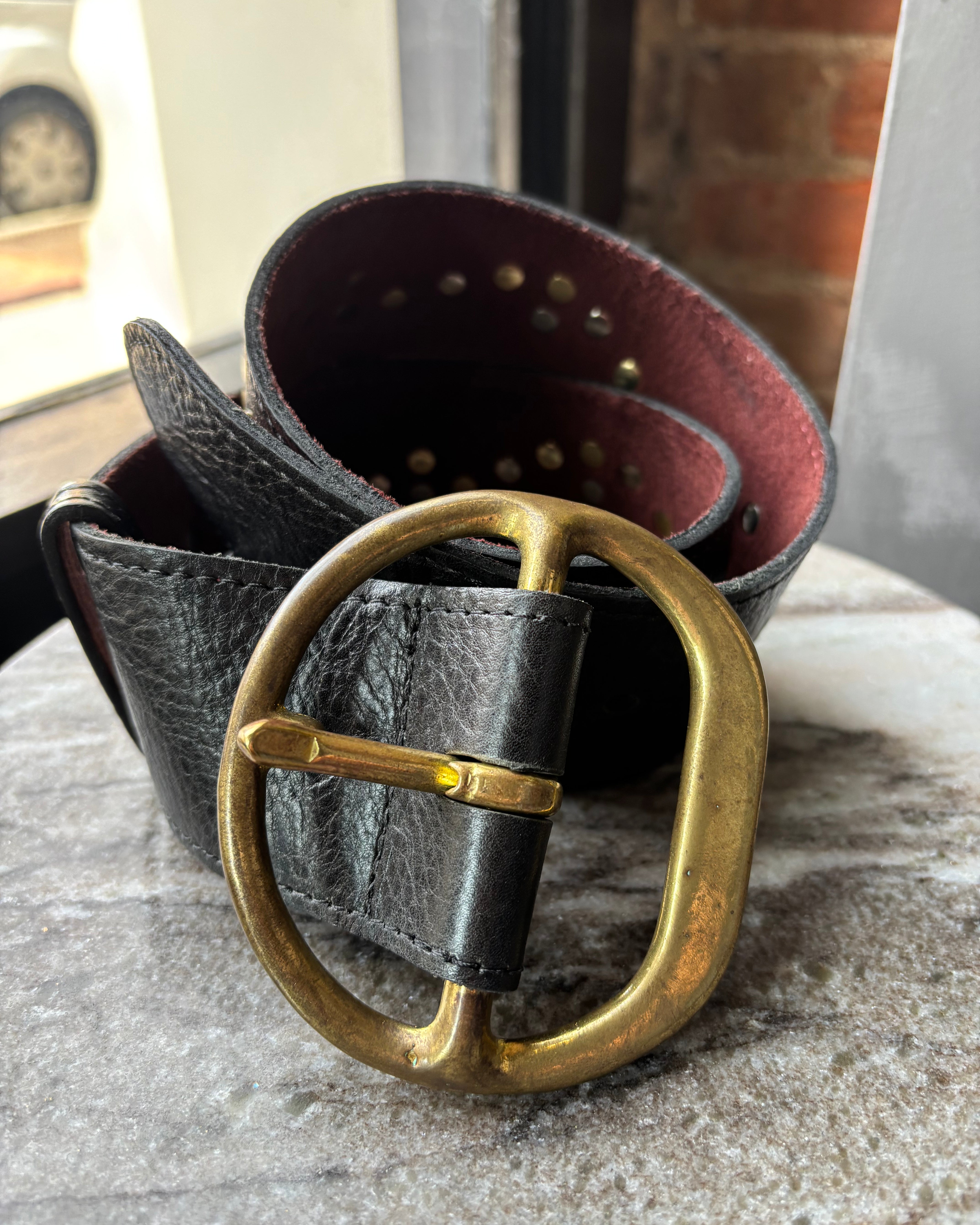 Kim White Studded Wave Chunky Belt - Black Accessories - Sloane Boutique