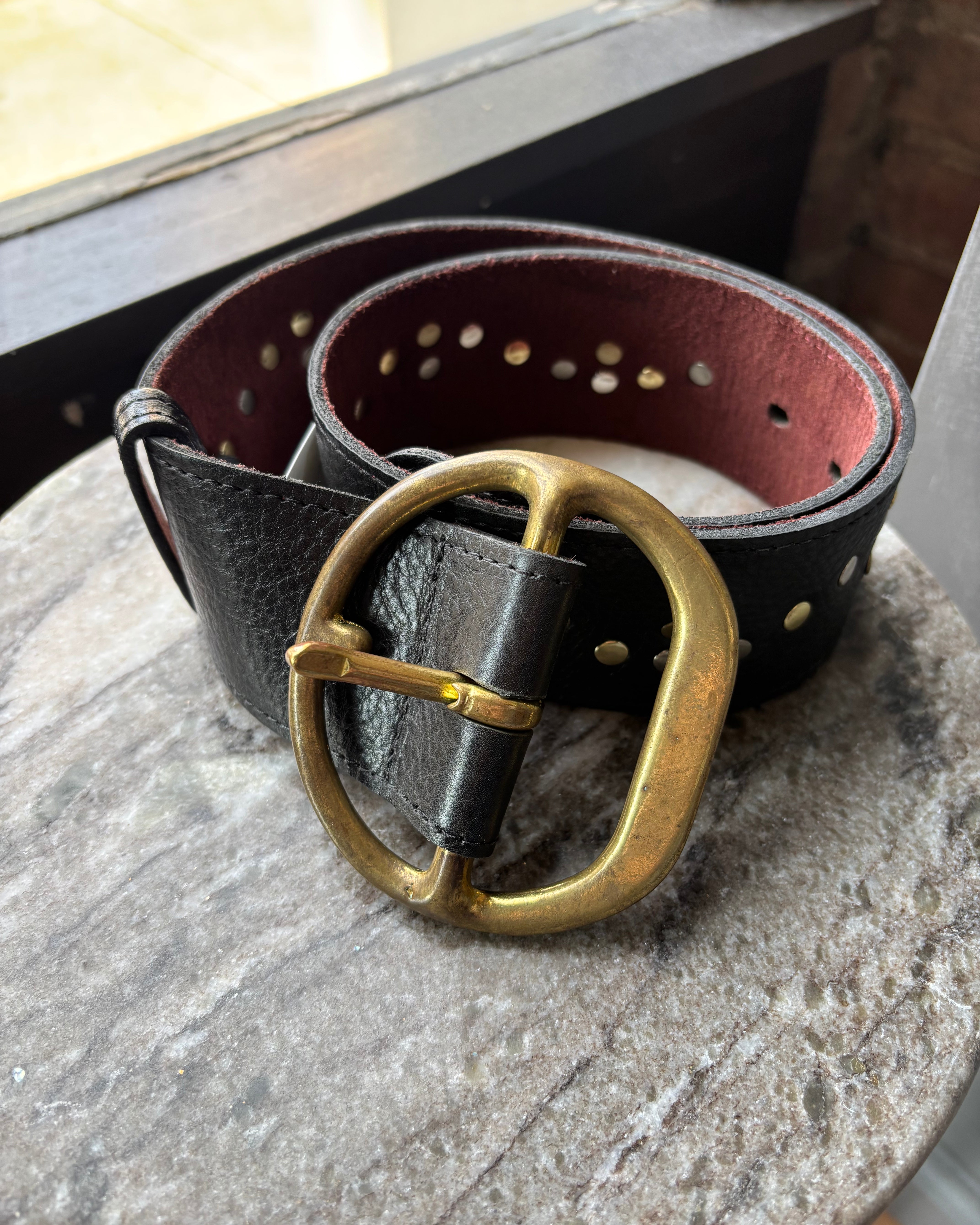 Kim White Studded Wave Chunky Belt - Black Accessories - Sloane Boutique