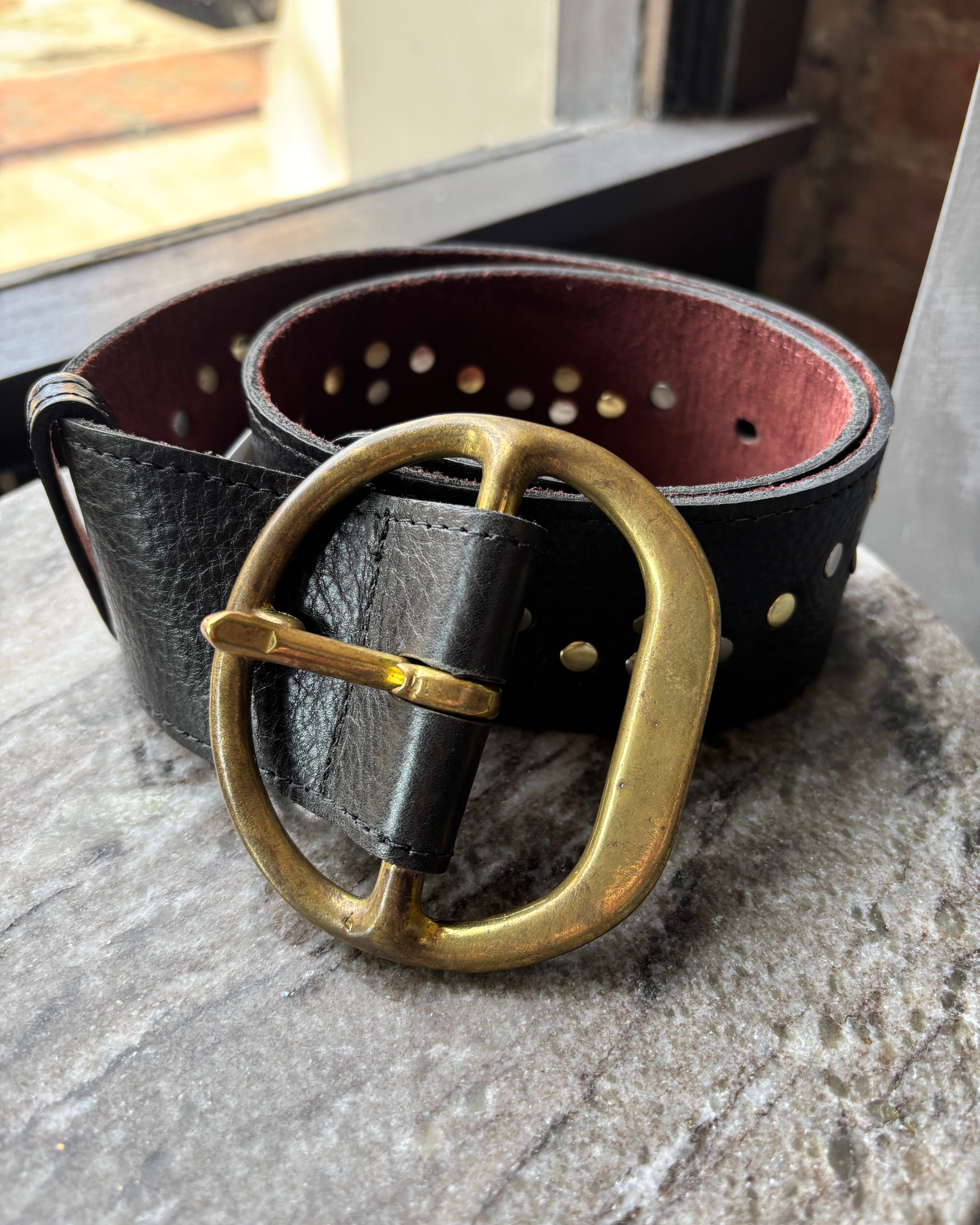 Kim White Studded Wave Chunky Belt - Black Accessories - Sloane Boutique