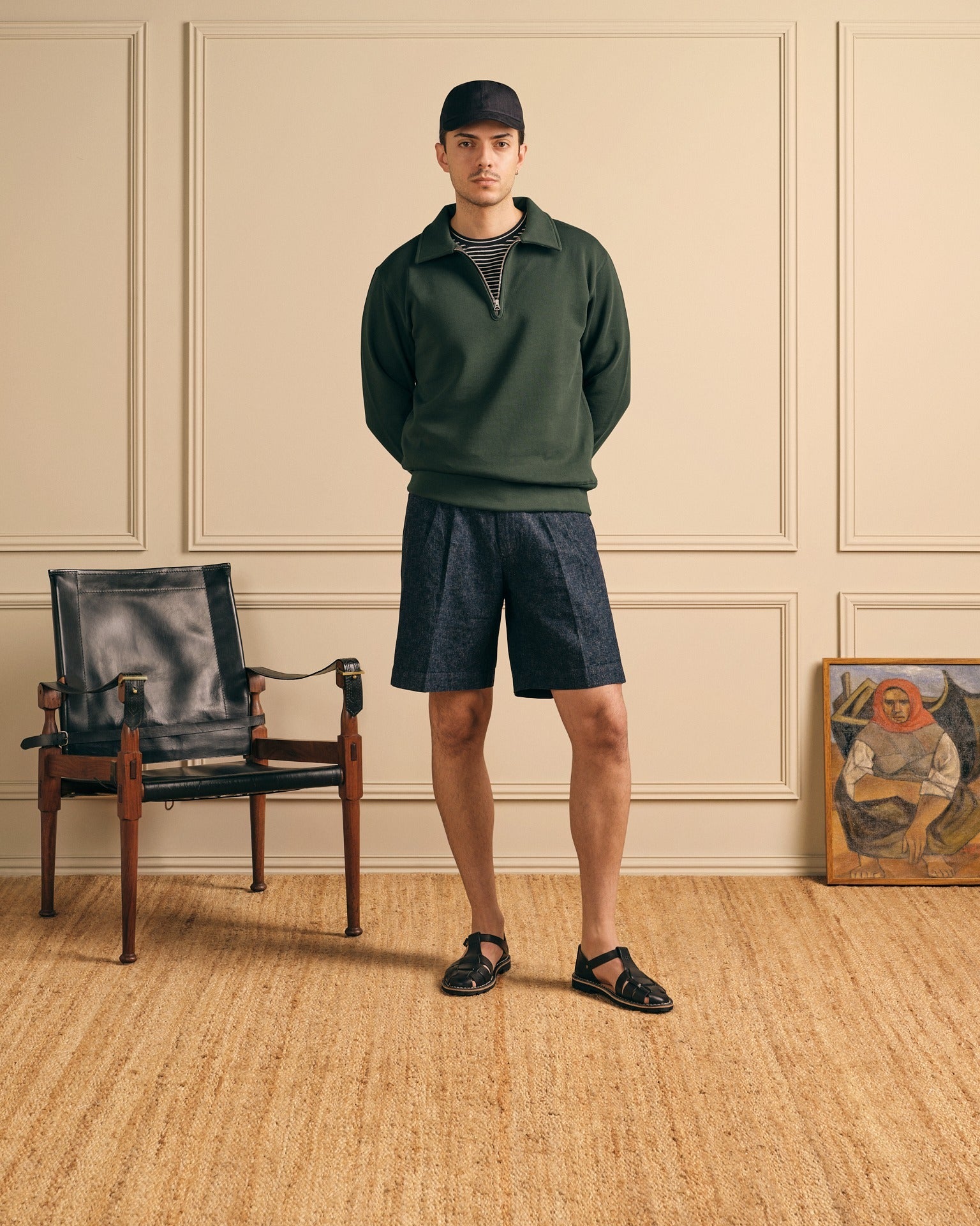 Knickerbocker Canal Pleated Denim Cotton & Linen Short - Indigo Men's Bottoms - Sloane Boutique
