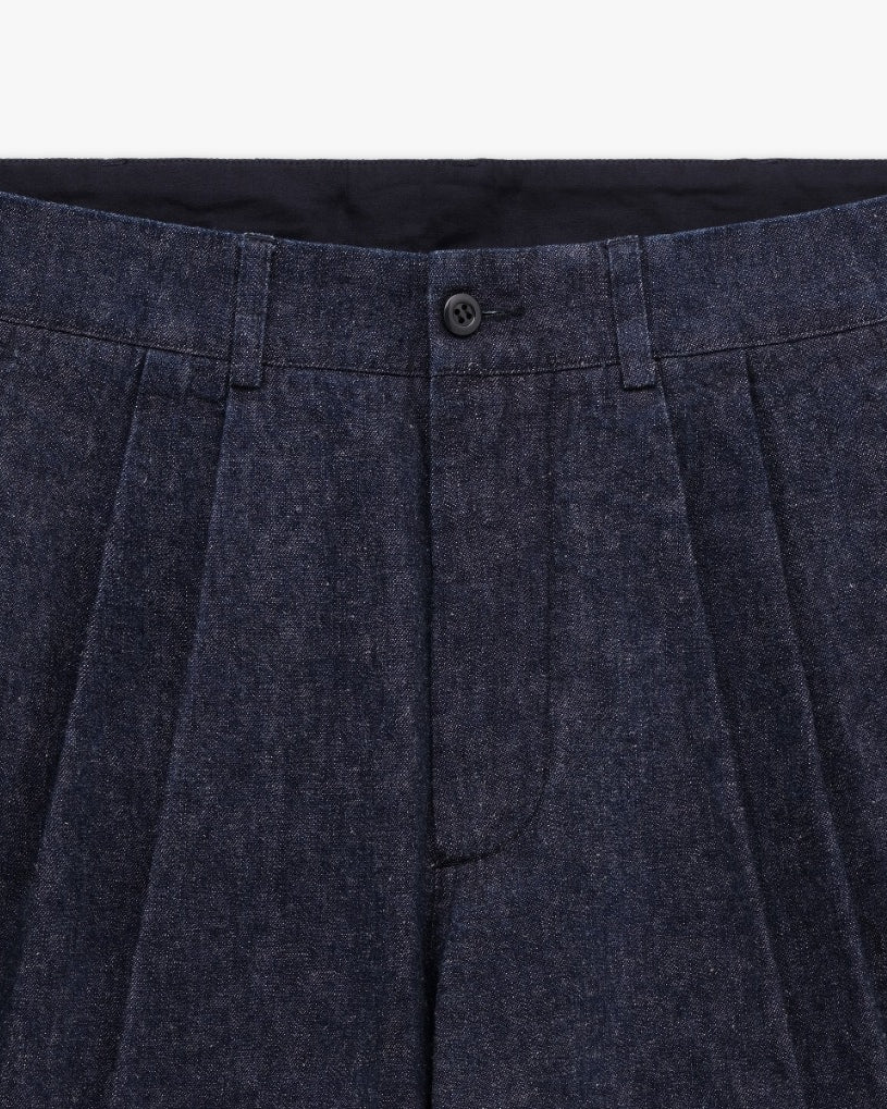 Knickerbocker Canal Pleated Denim Cotton & Linen Short - Indigo Men's Bottoms - Sloane Boutique