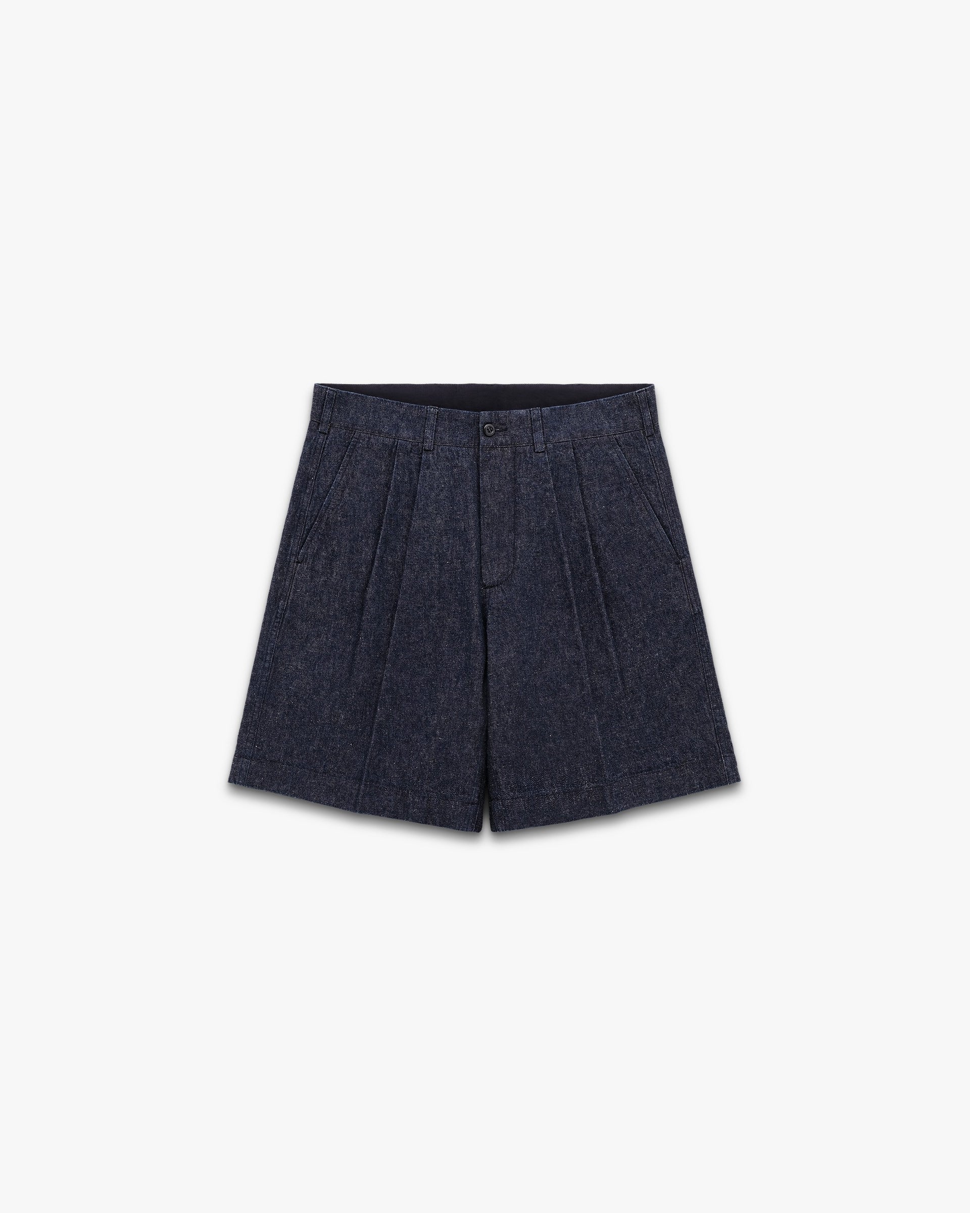 Knickerbocker Canal Pleated Denim Cotton & Linen Short - Indigo Men's Bottoms - Sloane Boutique