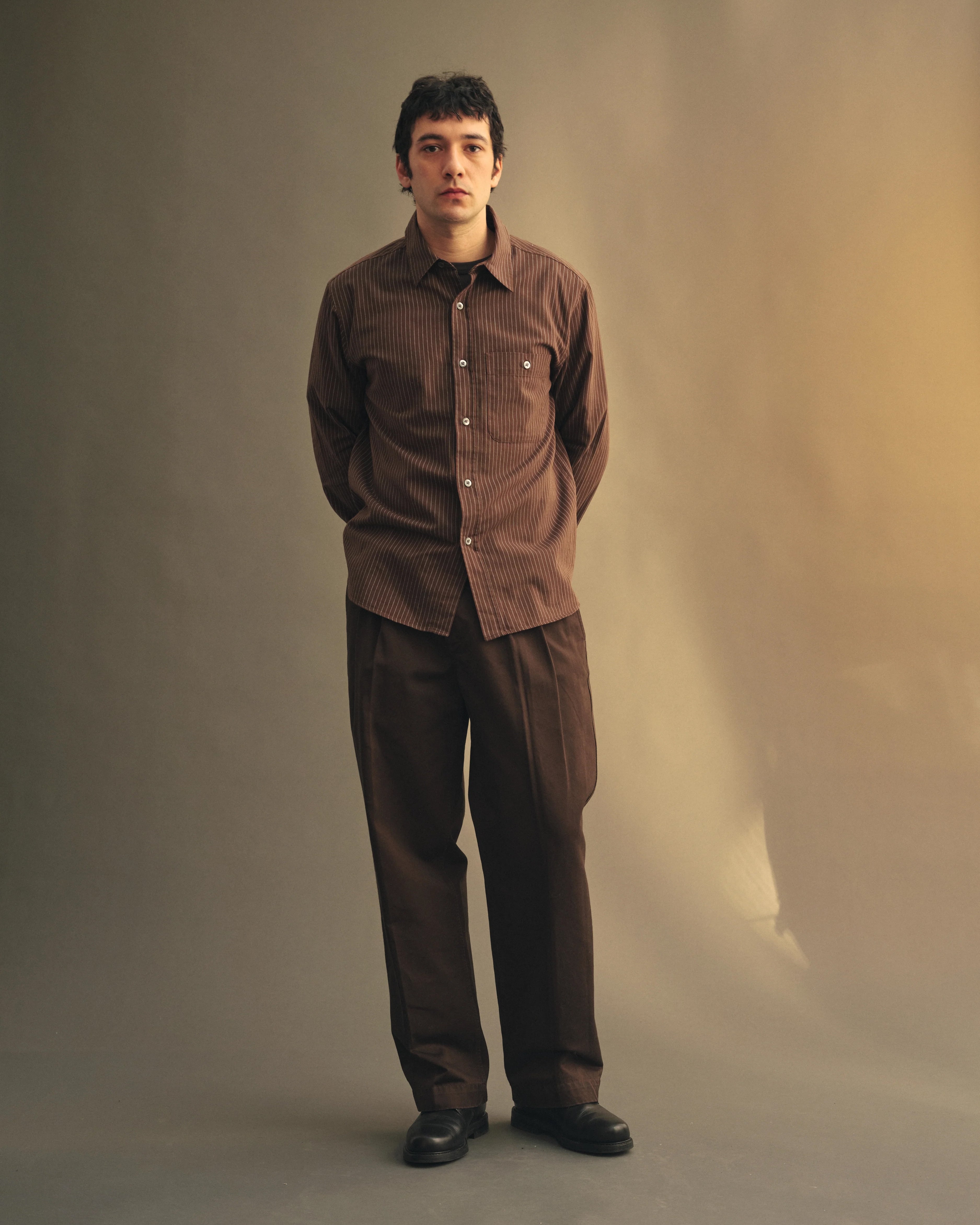 Knickerbocker Jones Cotton Merino Shirt - Brown & Sky Men's Tops - Sloane Boutique
