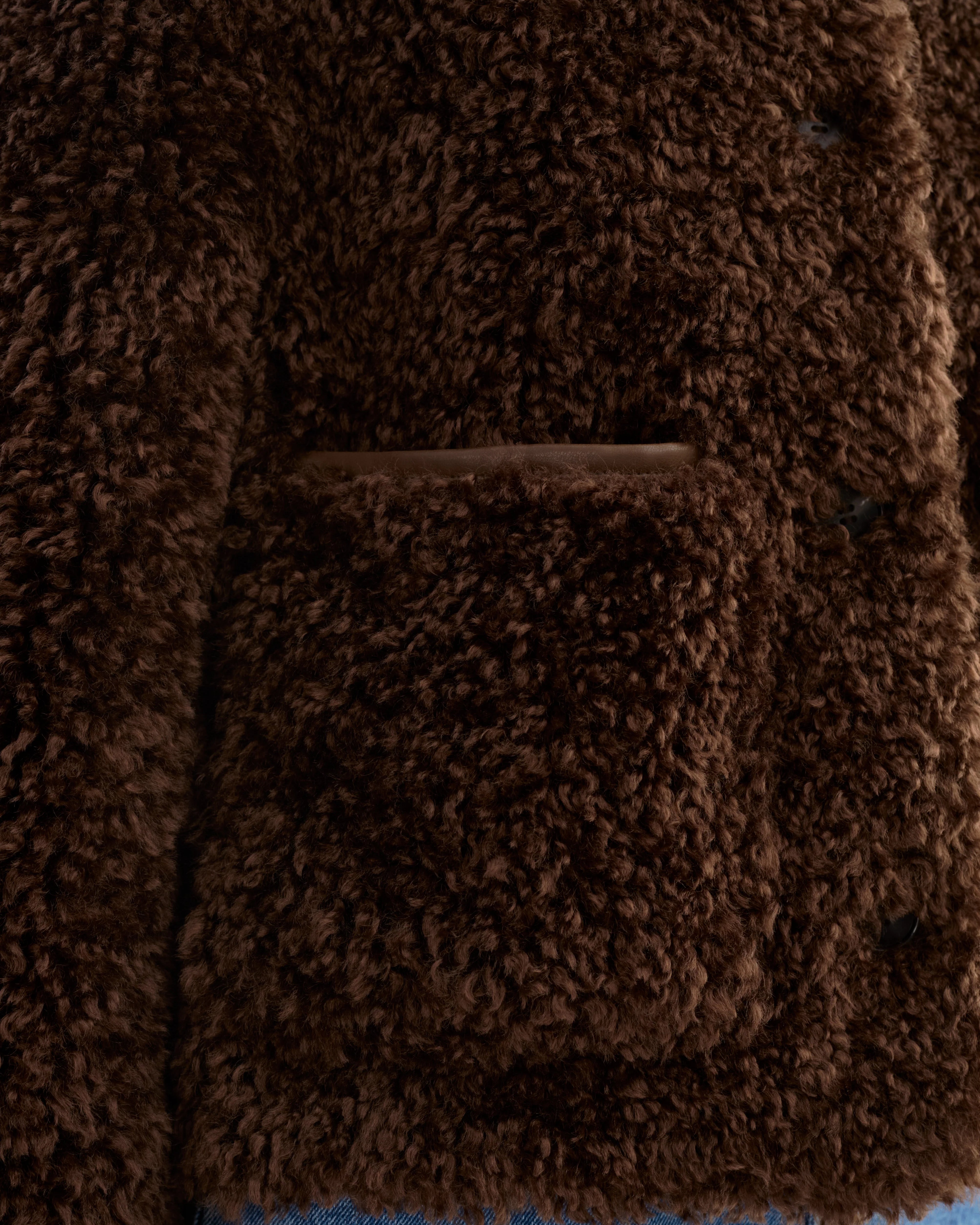 Lamarque Emilia Faux Fur Sherpa Jacket - Brown Outerwear - Sloane Boutique