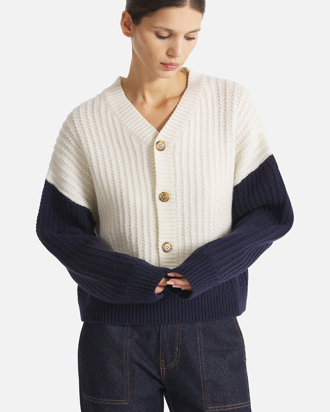 Le Mont St. Michel Suyor-Fancy Ribs Sweater - Navy Women's Tops - Sloane Boutique