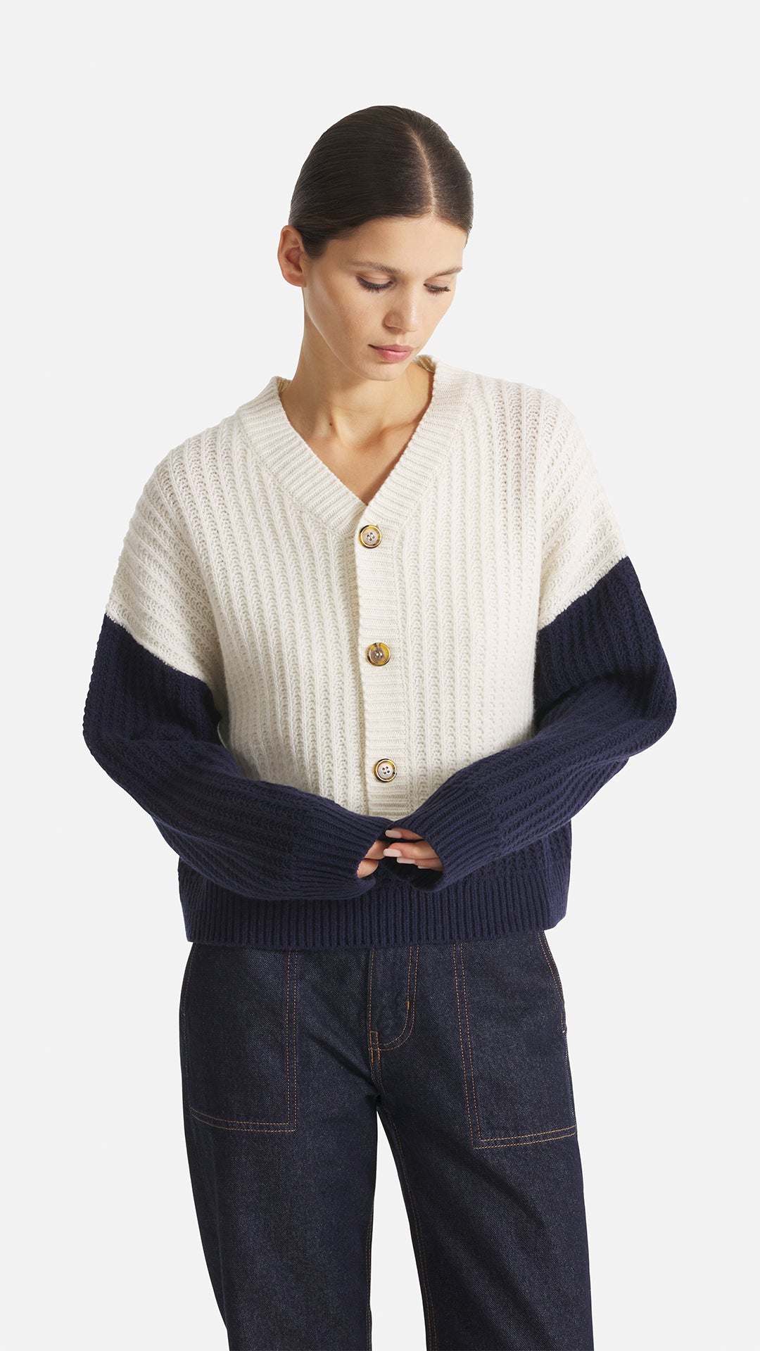 Le Mont St. Michel Suyor-Fancy Ribs Sweater - Navy Women's Tops - Sloane Boutique