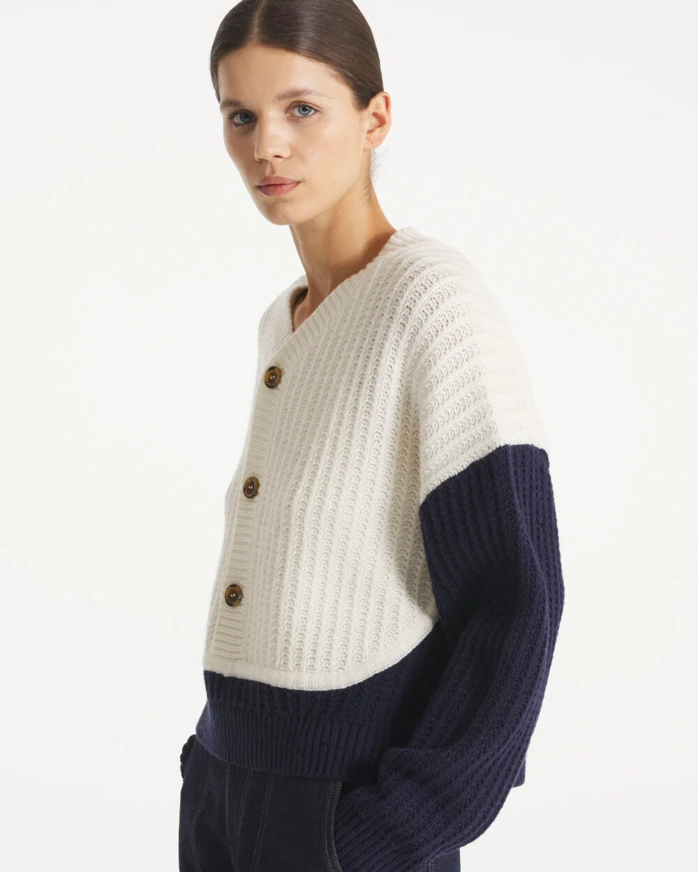 Le Mont St. Michel Suyor-Fancy Ribs Sweater - Navy Women's Tops - Sloane Boutique