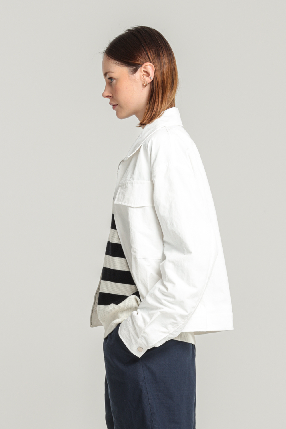 Le Mont St. Michel Vaffeta Jacket- Off White sale outerwear - Sloane Boutique
