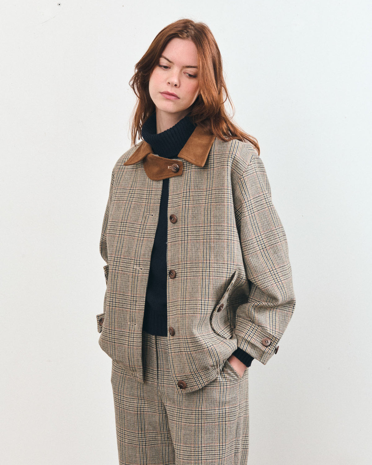 Le Mont St. Michel Voisin Jacket - Brown Check Outerwear - Sloane Boutique