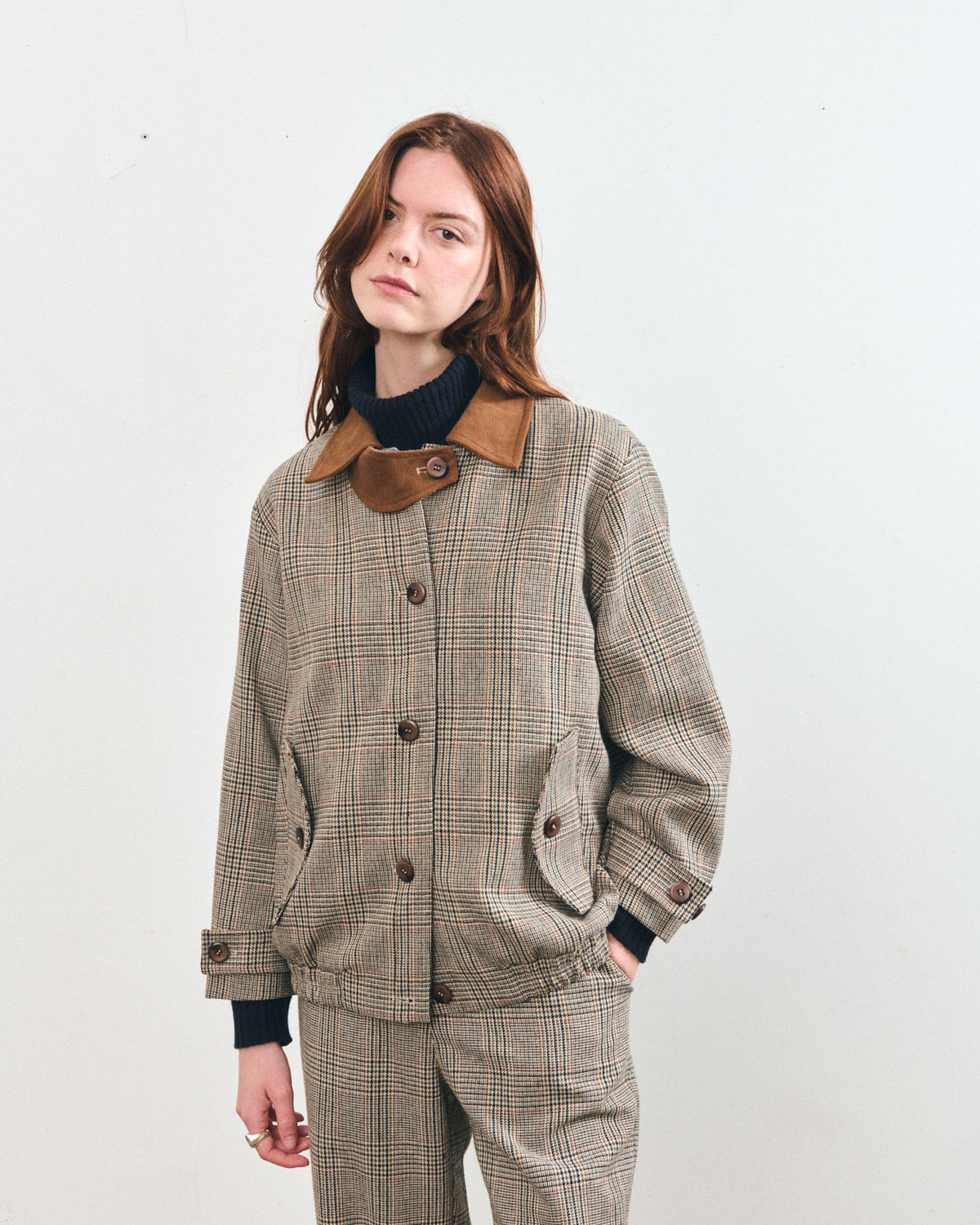 Le Mont St. Michel Voisin Jacket - Brown Check Outerwear - Sloane Boutique