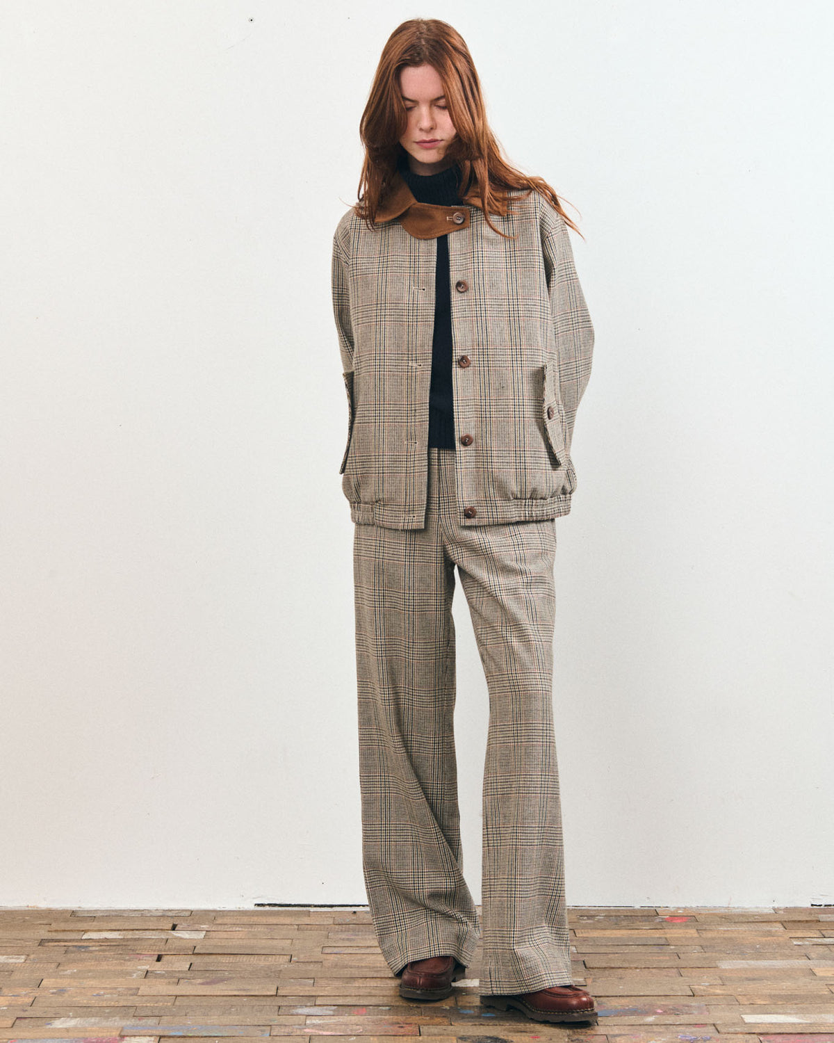 Le Mont St. Michel Voisin Jacket - Brown Check Outerwear - Sloane Boutique