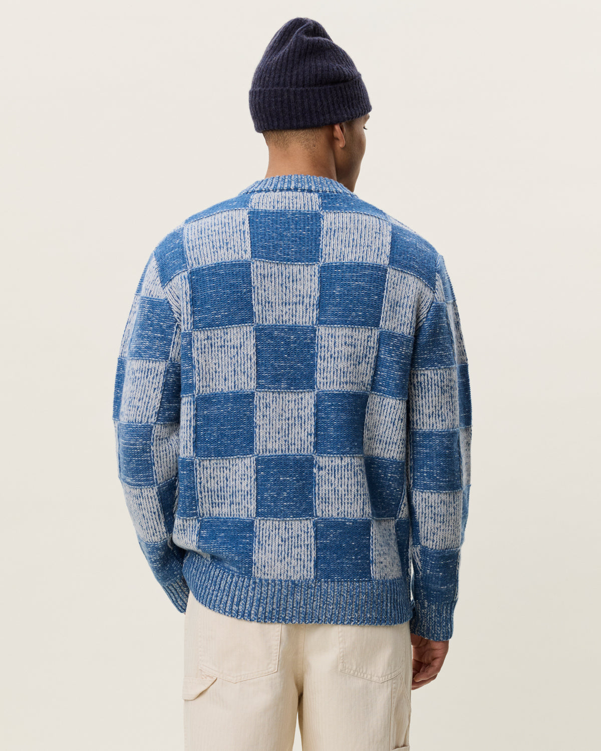 Les Deux Check Knit - Dark Denim Blue Men's Tops - Sloane Boutique